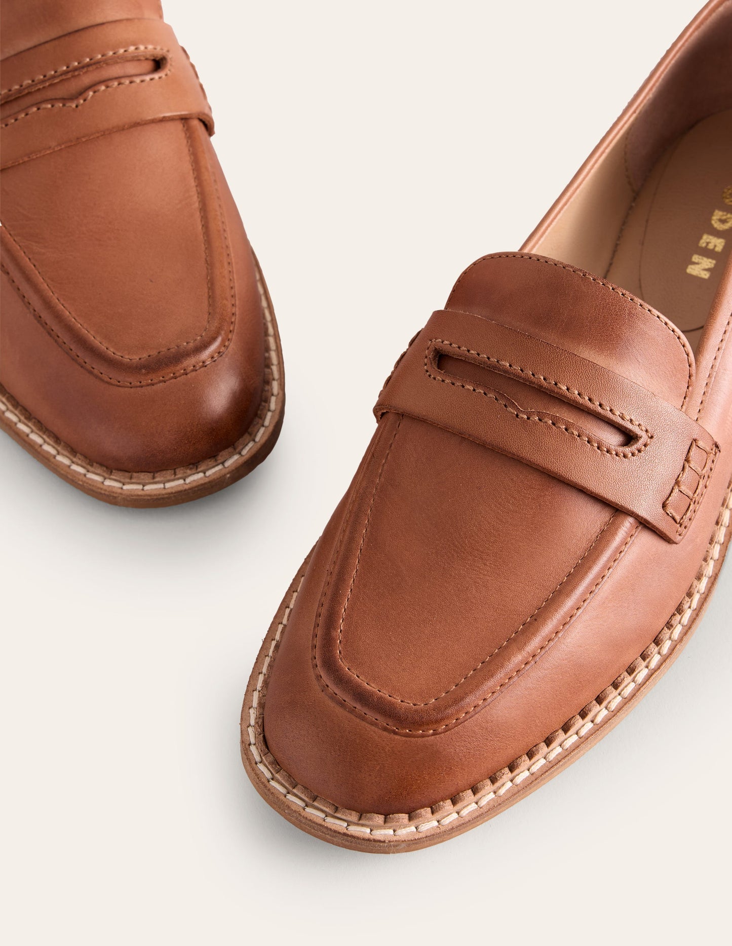 Nya Structured Penny Loafer-Tan Burnished Leather