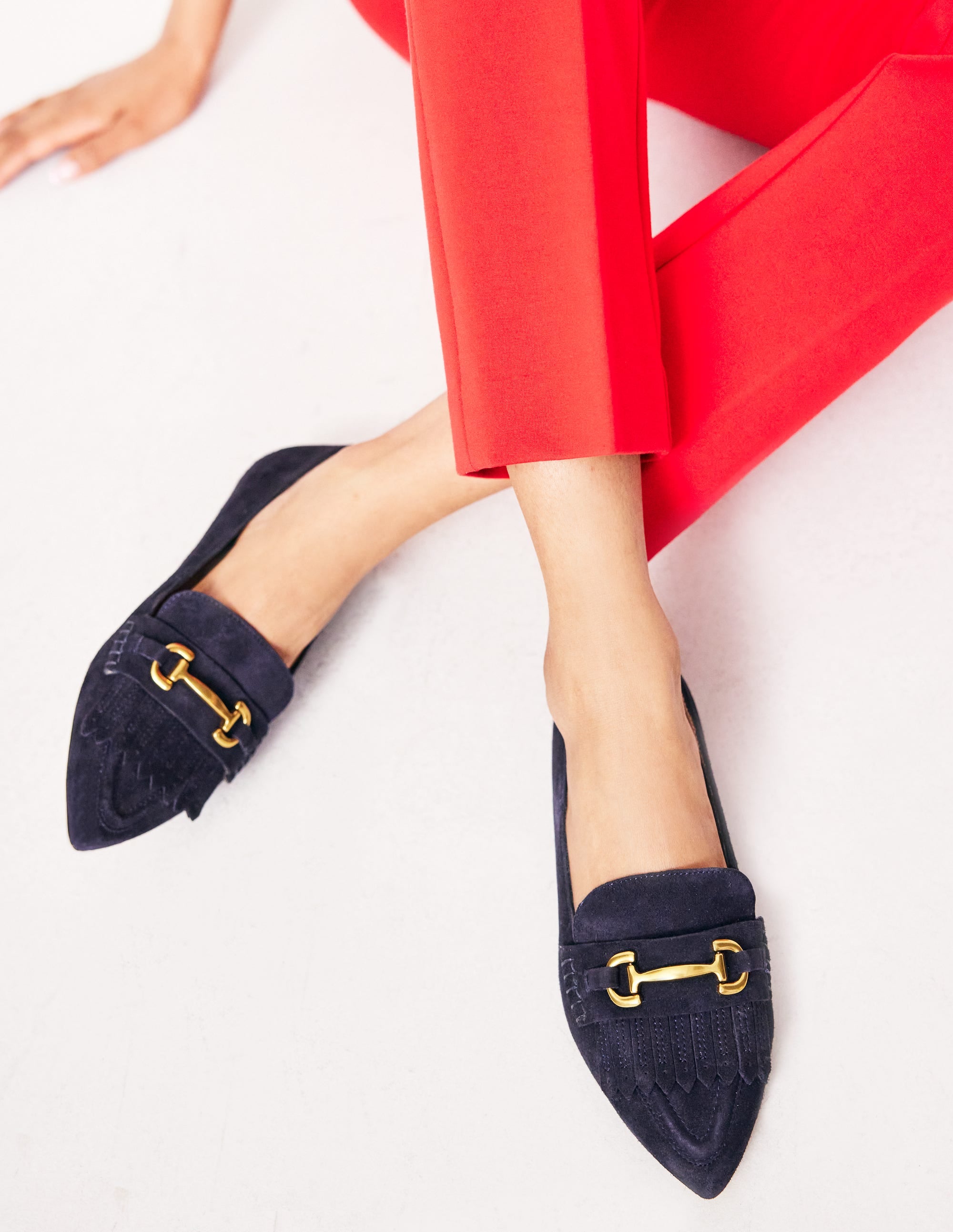 Mocassins Iris avec franges-Daim Bleu Marine - Image 1