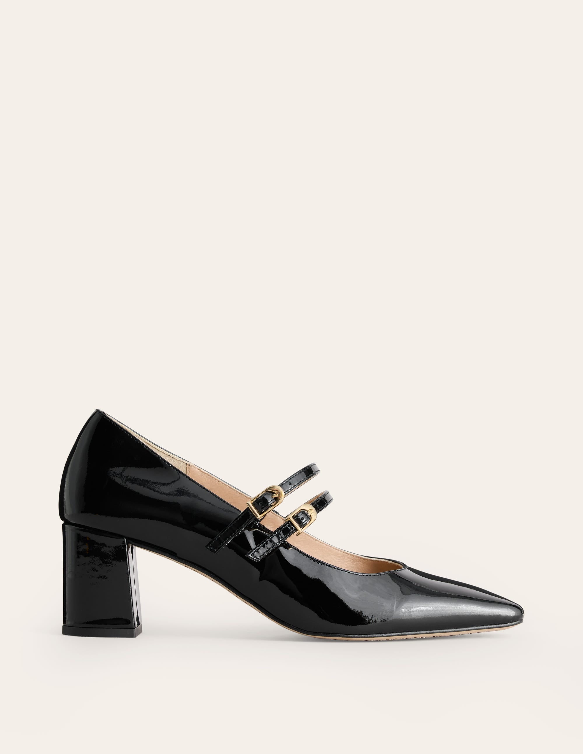 Escarpins à talons carrés-Noir Verni - Image 2