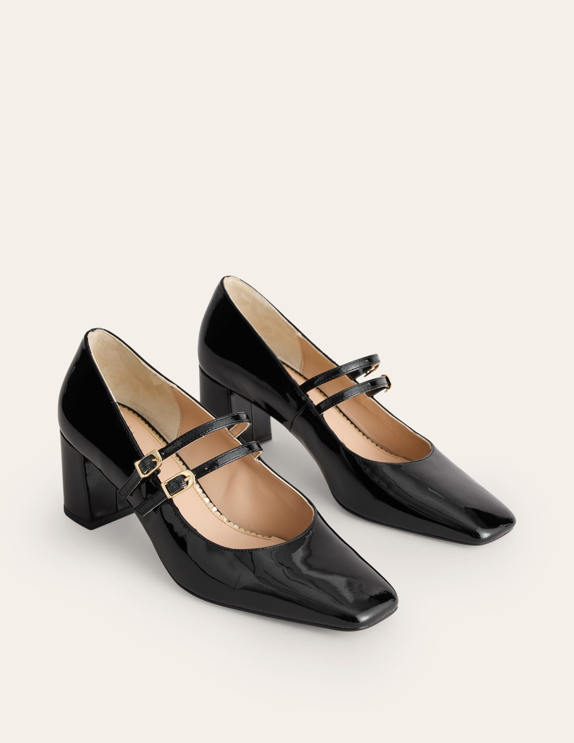 Escarpins à talons carrés-Noir Verni - Image 3