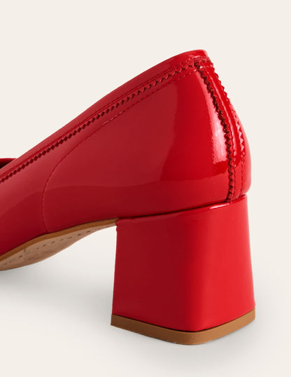 Ballerinas mit Blockabsatz-Rotes Leder