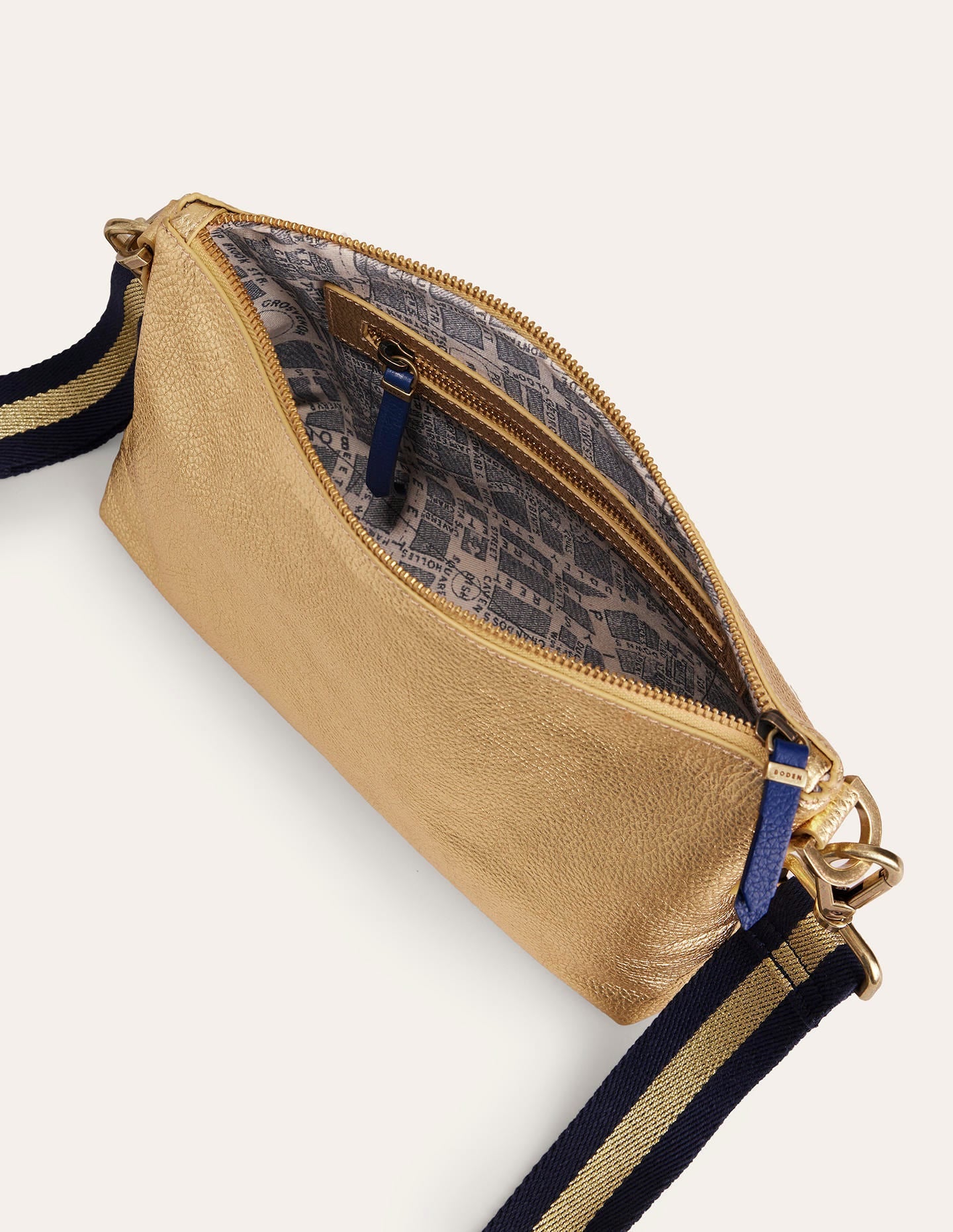 Sac à bandoulière en cuir-Doré-4