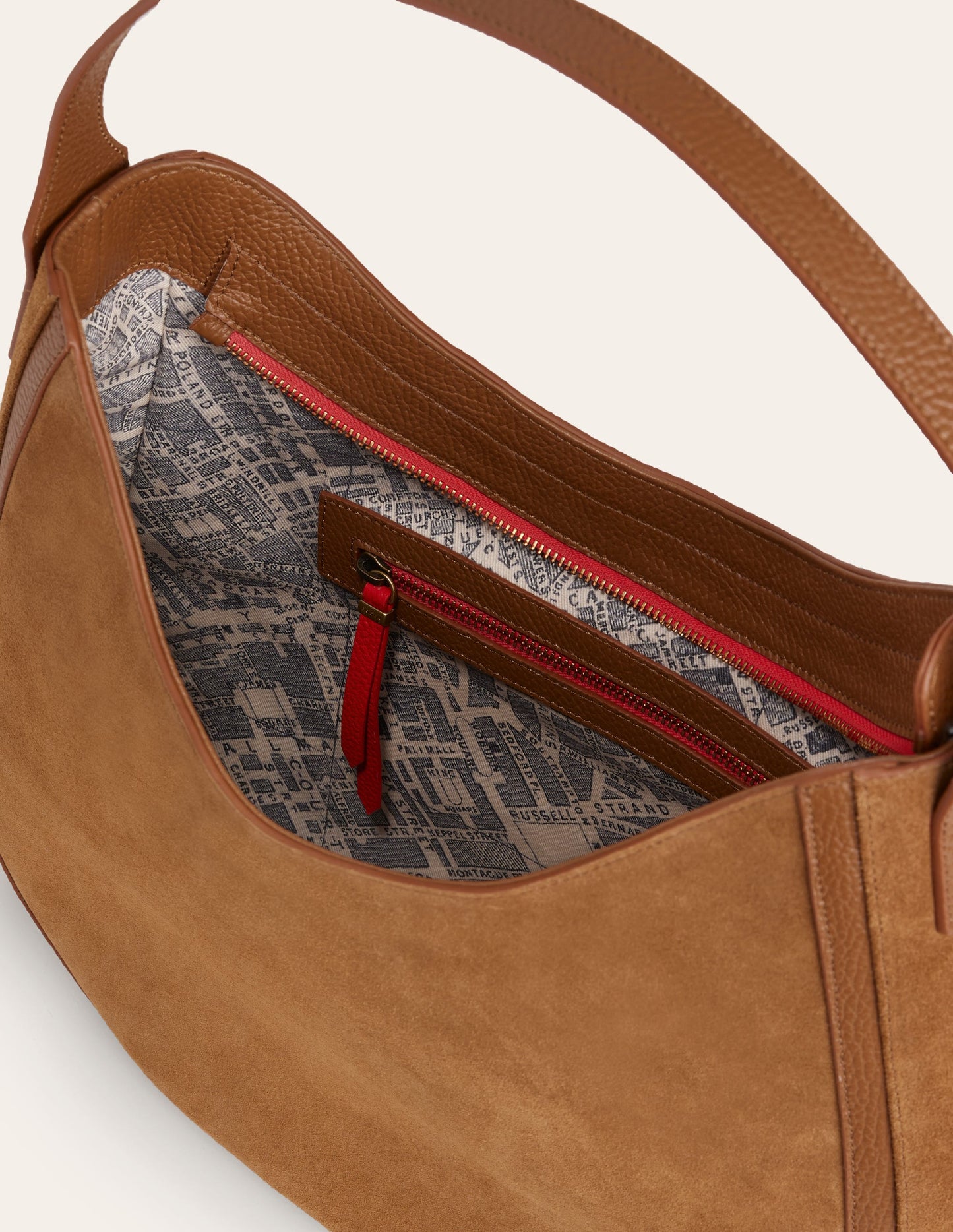 Hobo-Tasche aus Wildleder-Hellbraun