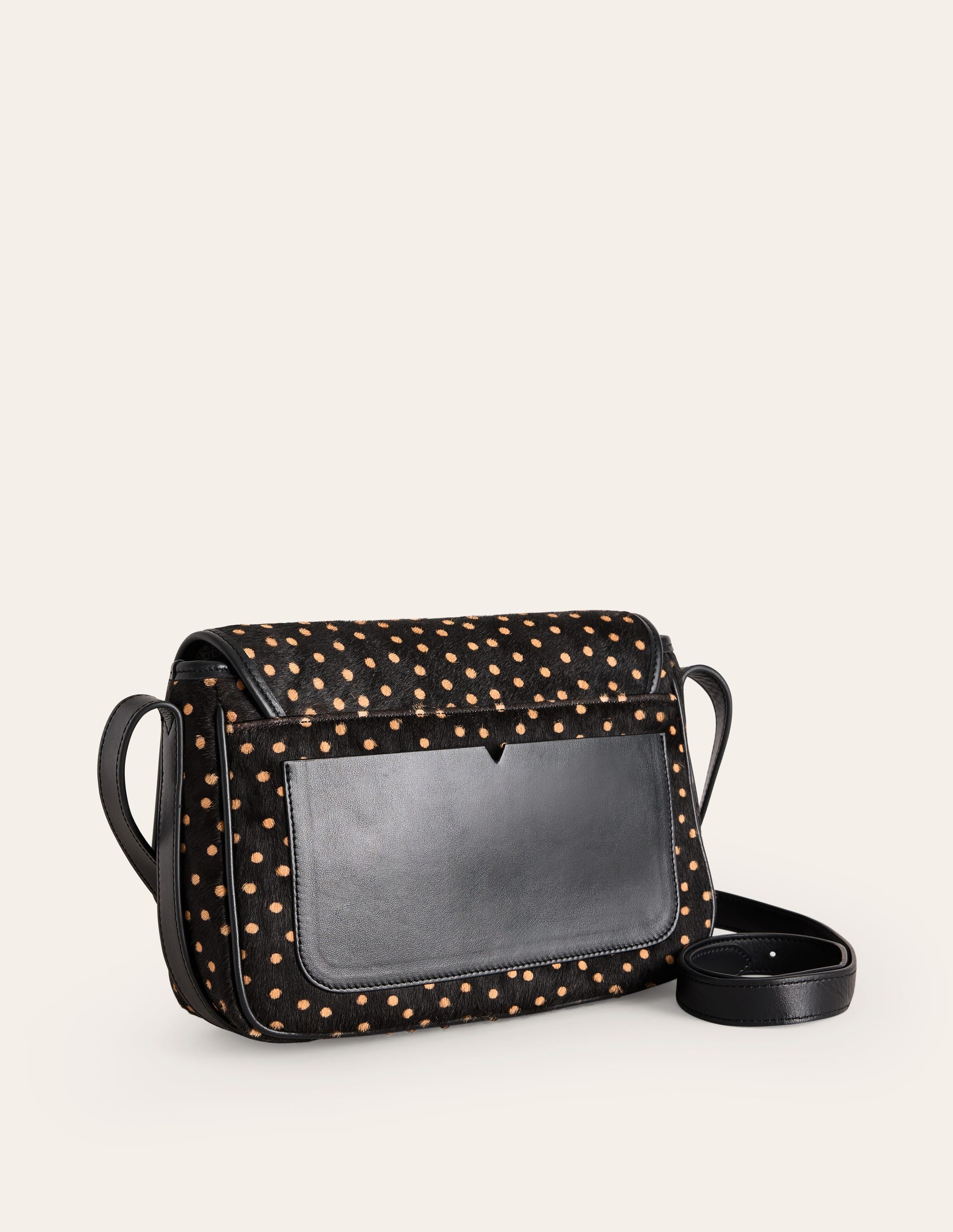 Sac Iris en cuir à mors-Pois noir et camel - Image 3