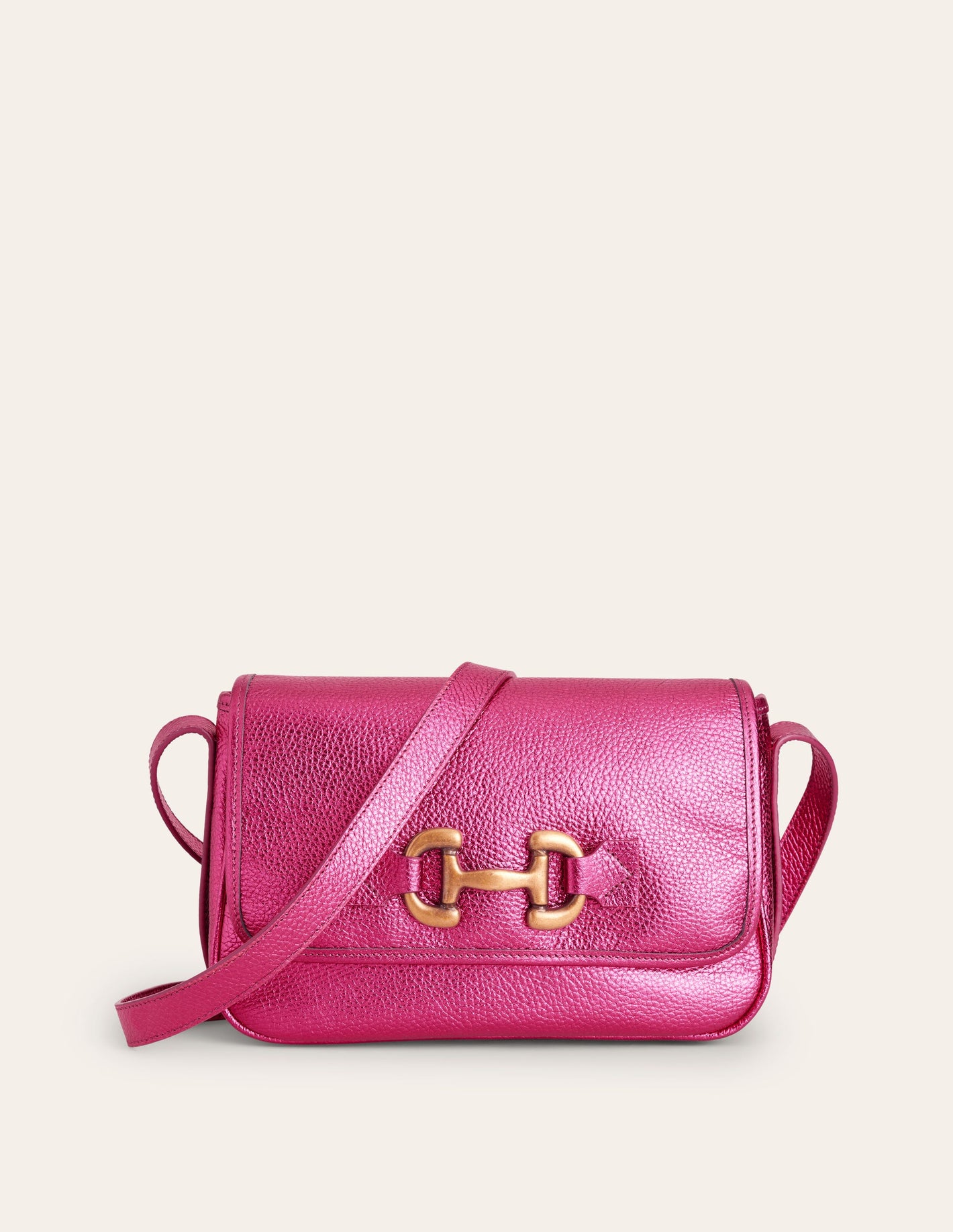 Iris Ledertasche mit Trensendetail-Metallic-Pink