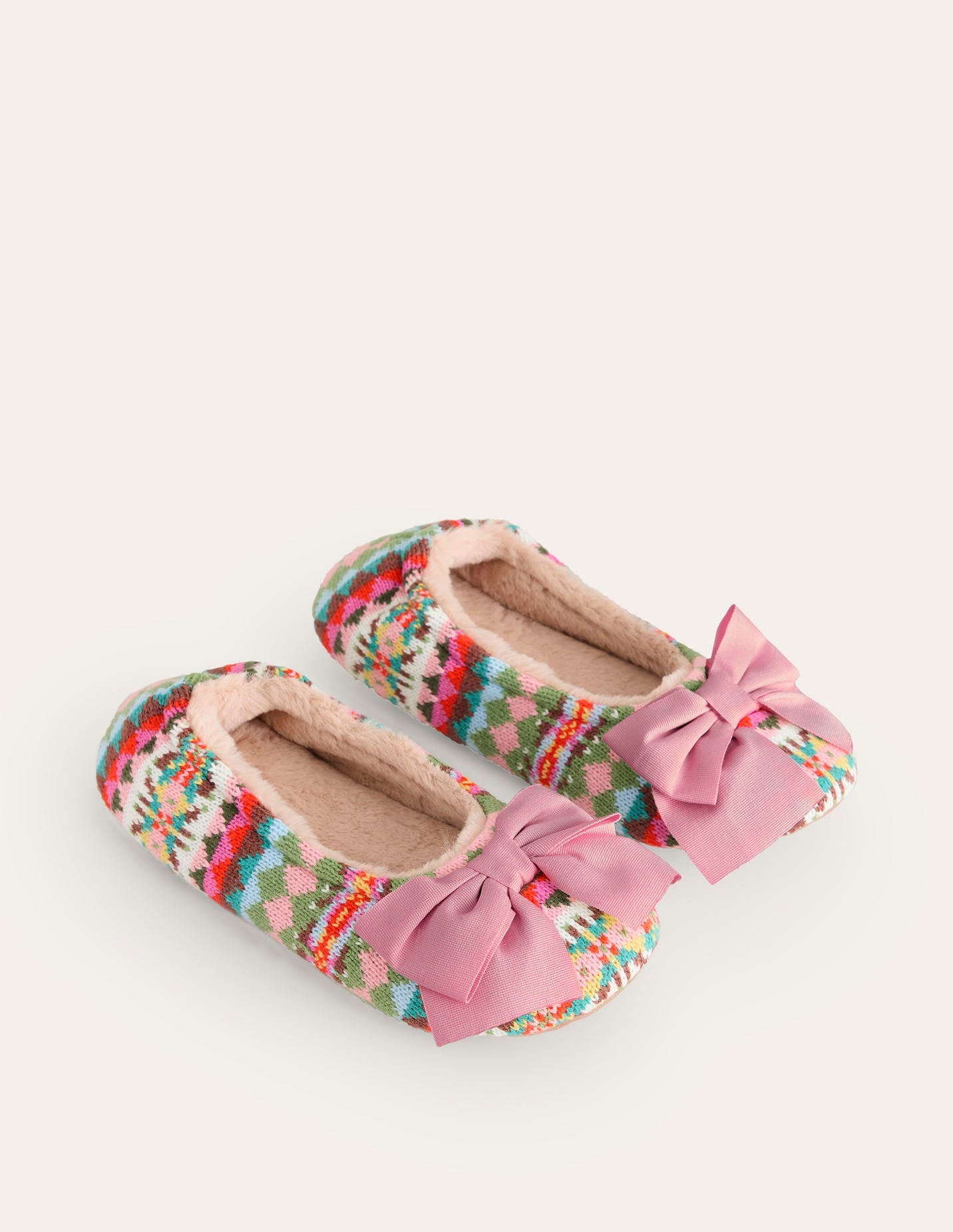 Slipper mit Schleife-Fair-Isle