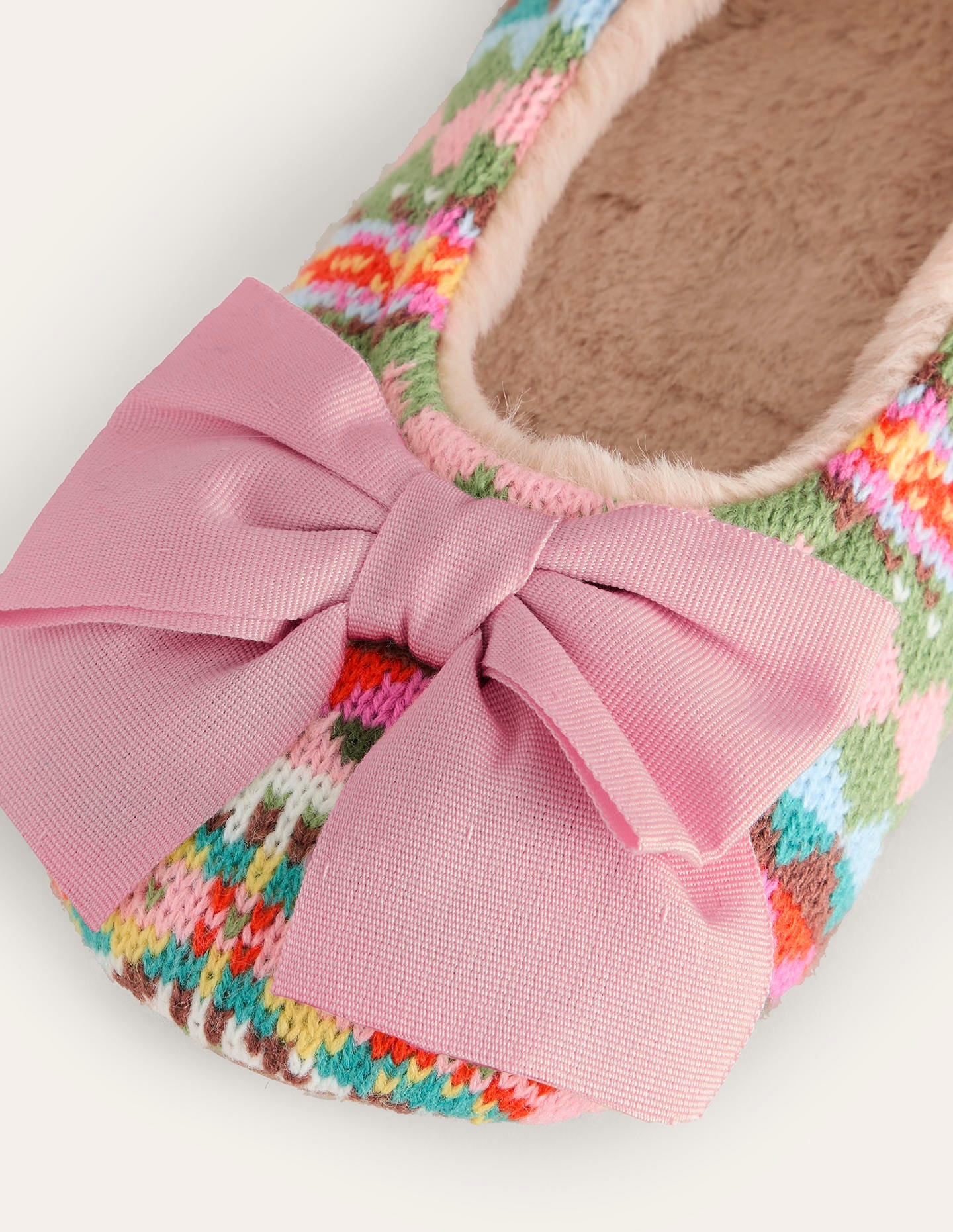 Slipper mit Schleife-Fair-Isle