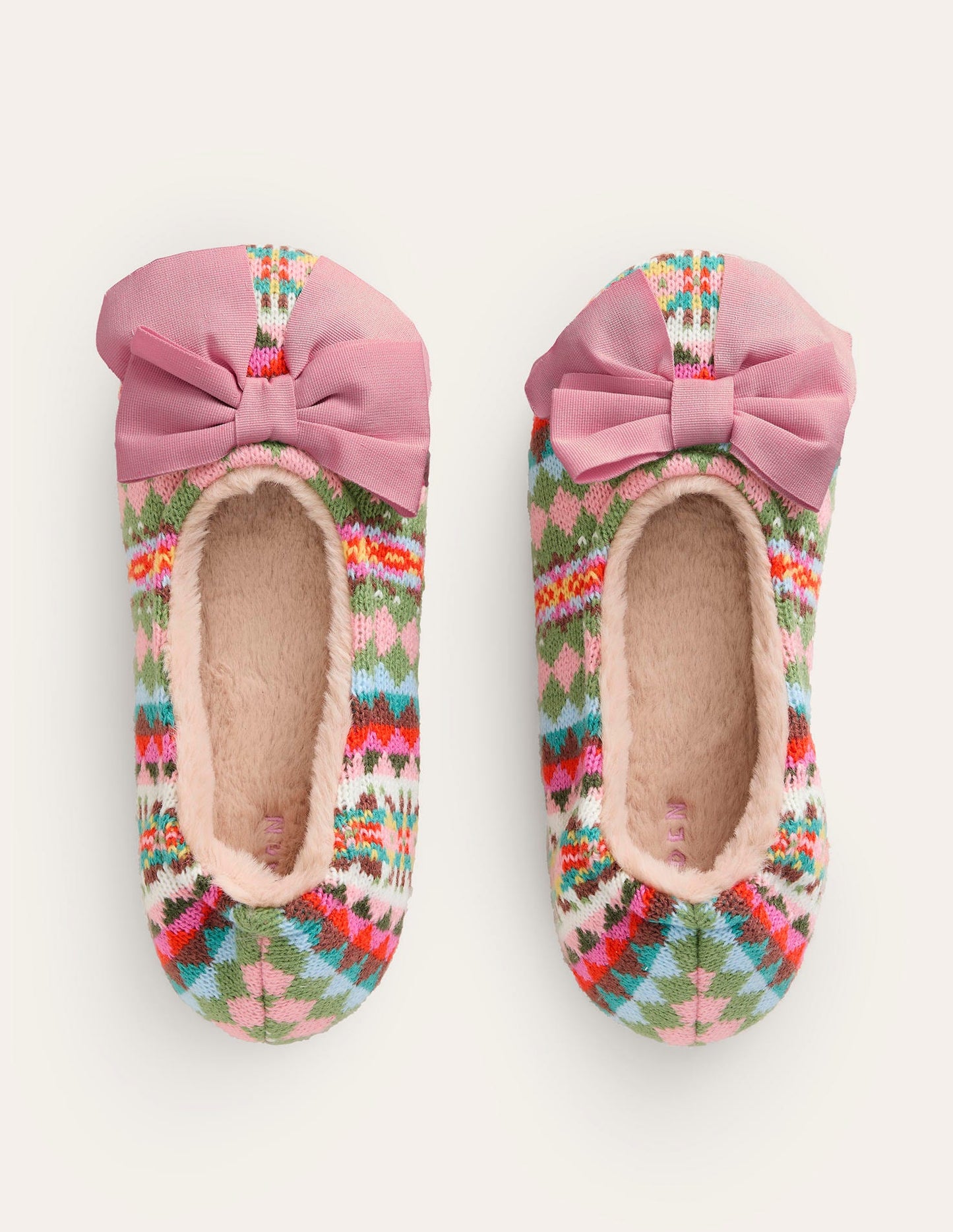 Slipper mit Schleife-Fair-Isle