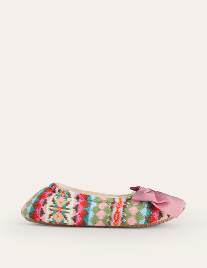 Slipper mit Schleife-Fair-Isle