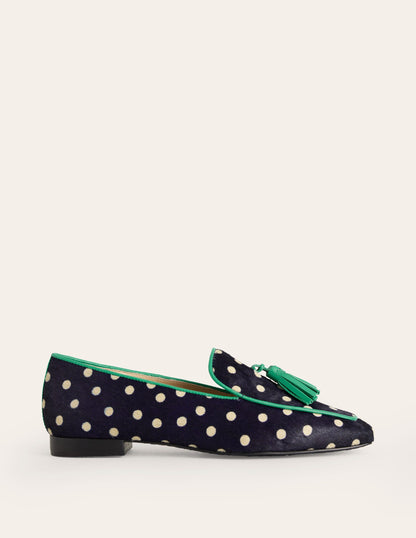 Soft Slipper Flats-Navy, Ecru Spot-1