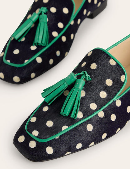 Soft Slipper Flats-Navy, Ecru Spot-3