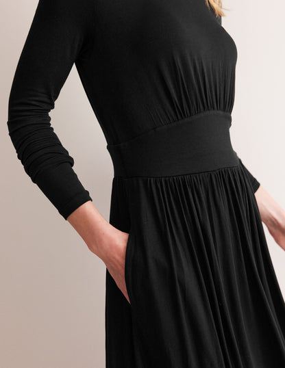 Thea Long Sleeve Midi Dress-Black-2