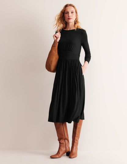 Thea Long Sleeve Midi Dress-Black-4