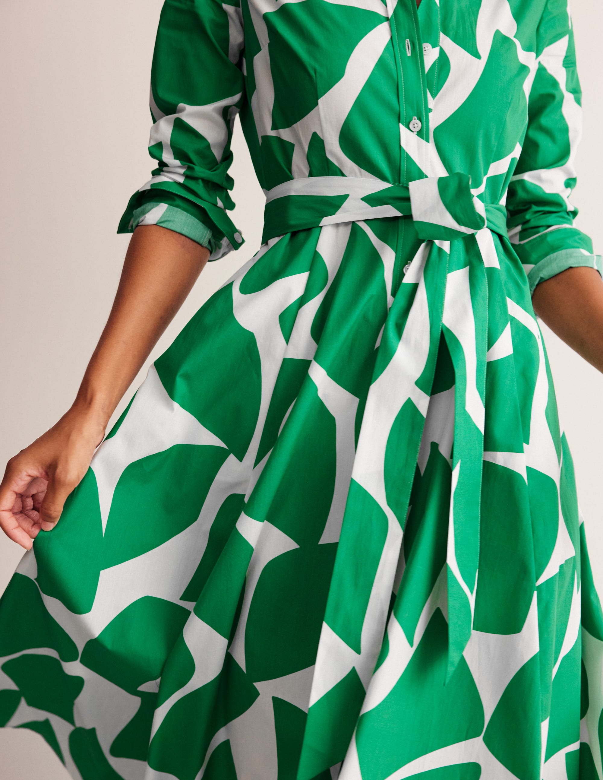 Robe-chemise midi Amy en coton-Vert tambourin, motif Terazzo - Image 2