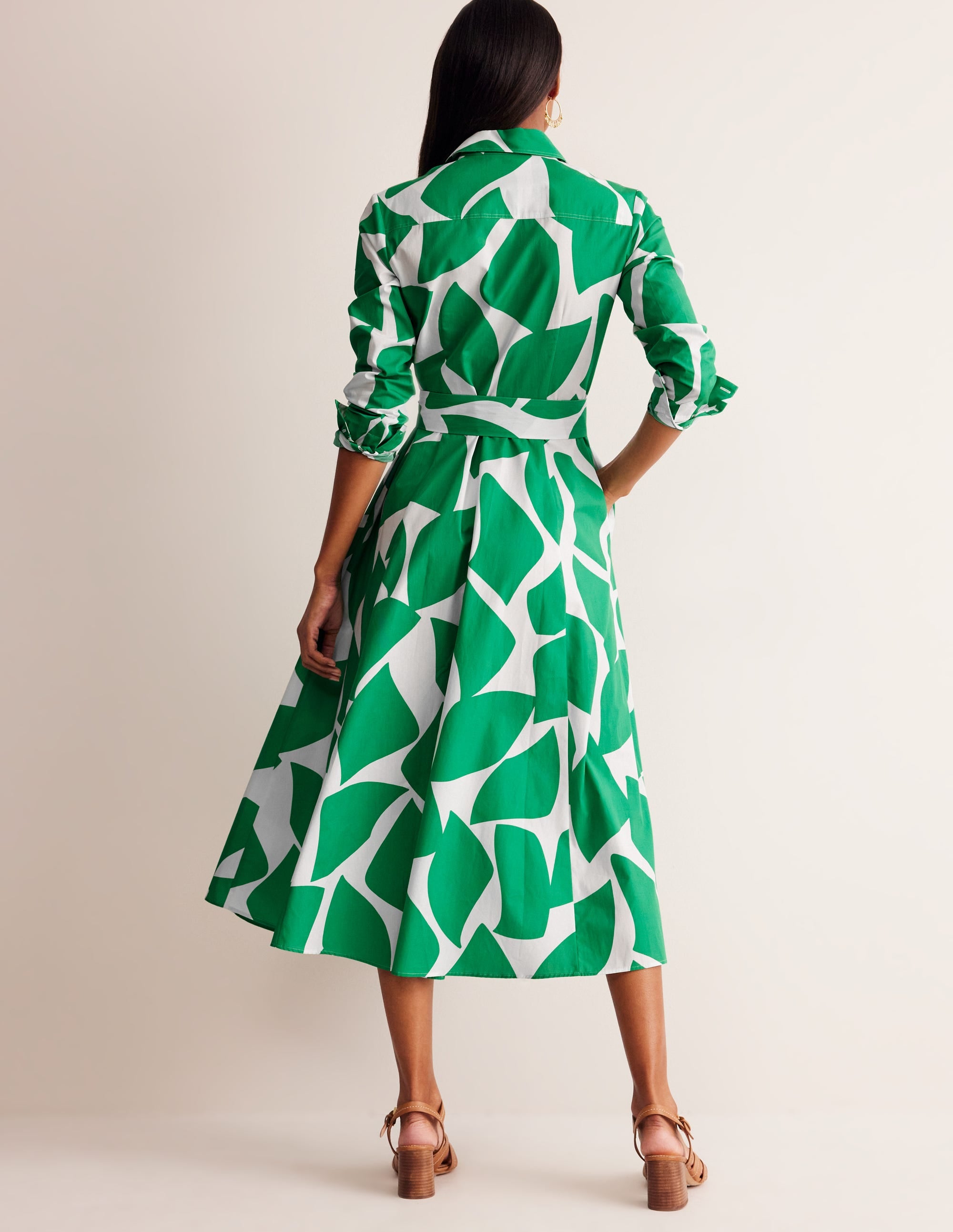 Robe-chemise midi Amy en coton-Vert tambourin, motif Terazzo - Image 3