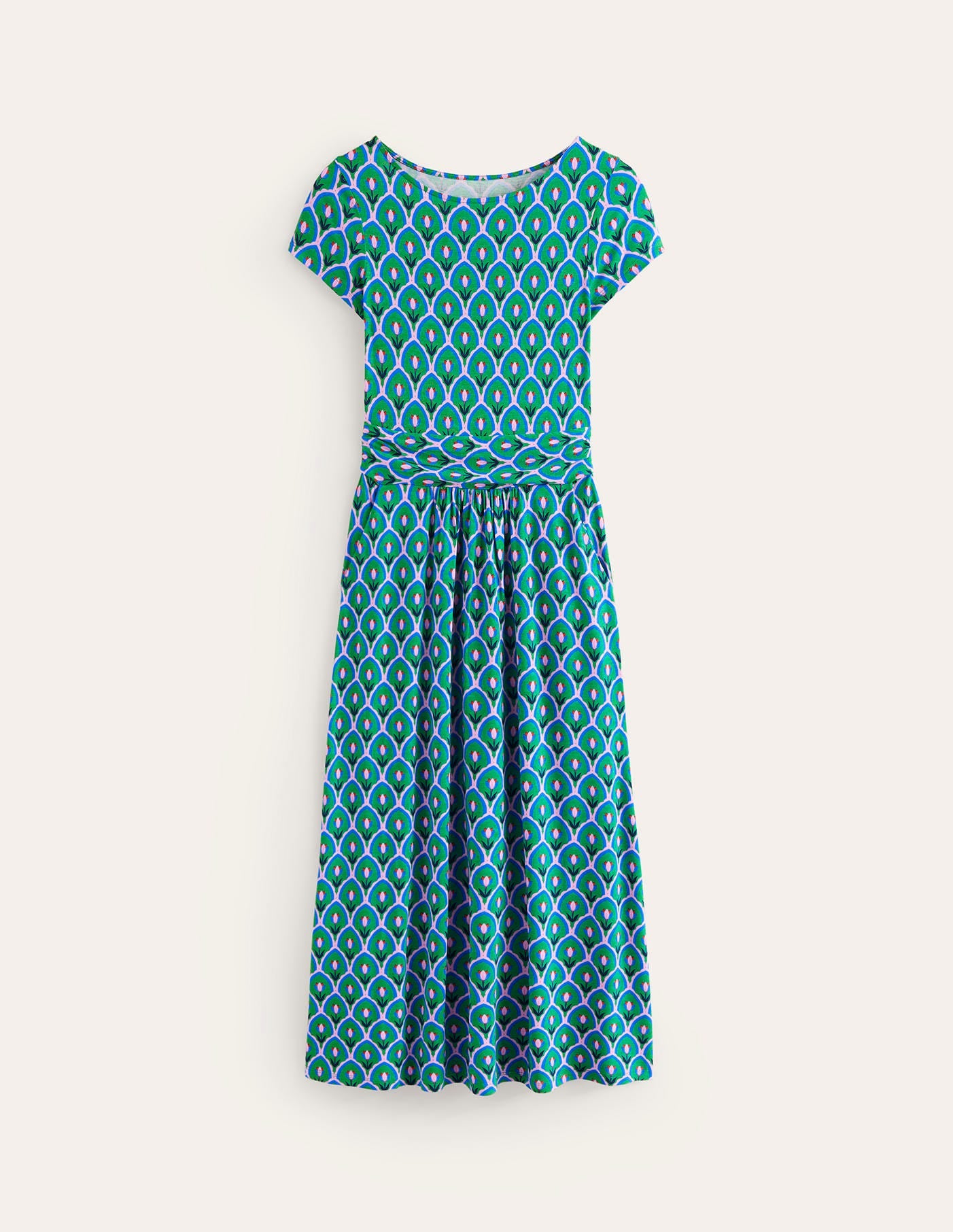Amelie Jersey-Midikleid-Smaragdgrün, Tulpe Muschelsaum - Image 6