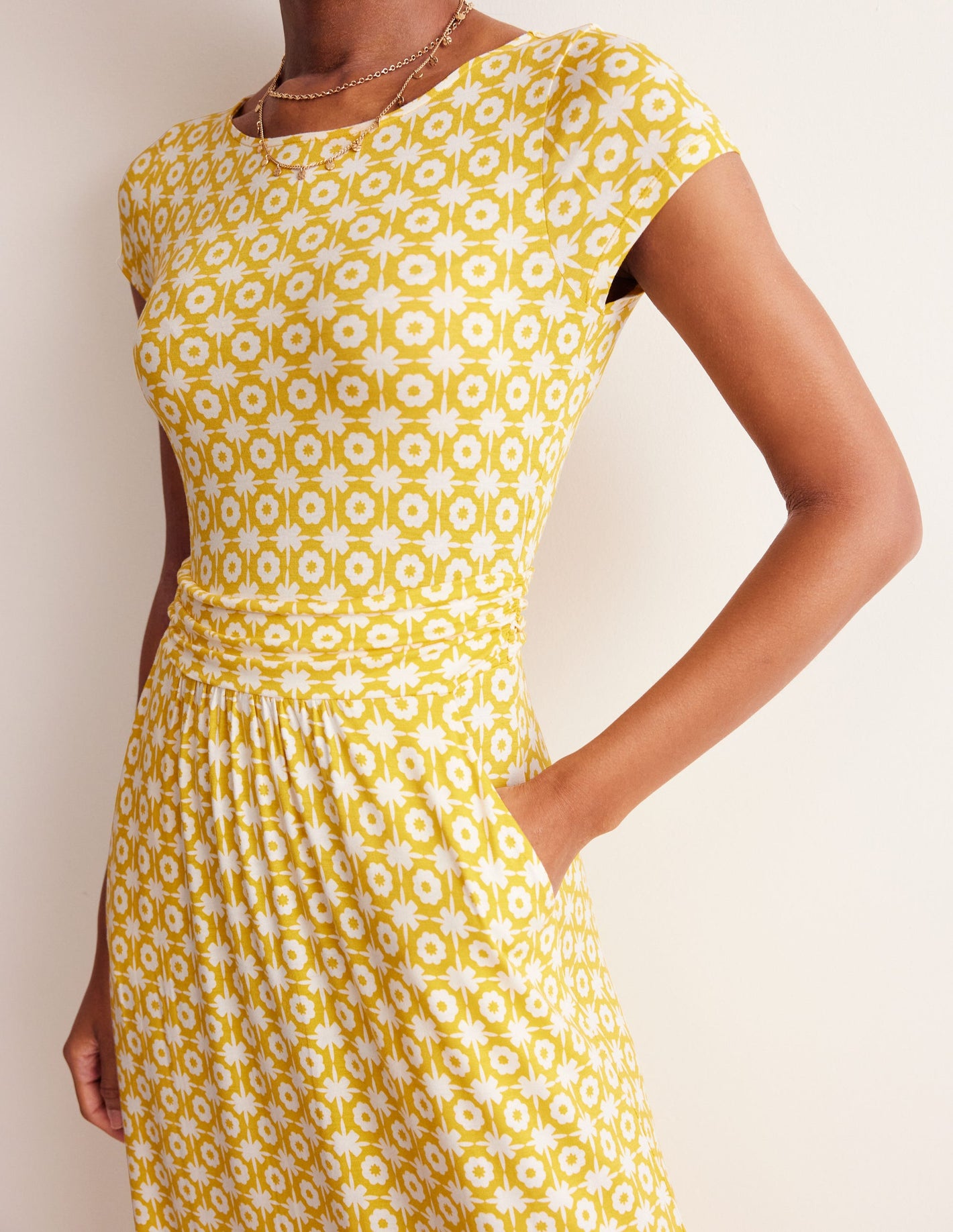 Amelie Jersey Midi Dress-Passion Fruit, Blossom Tile