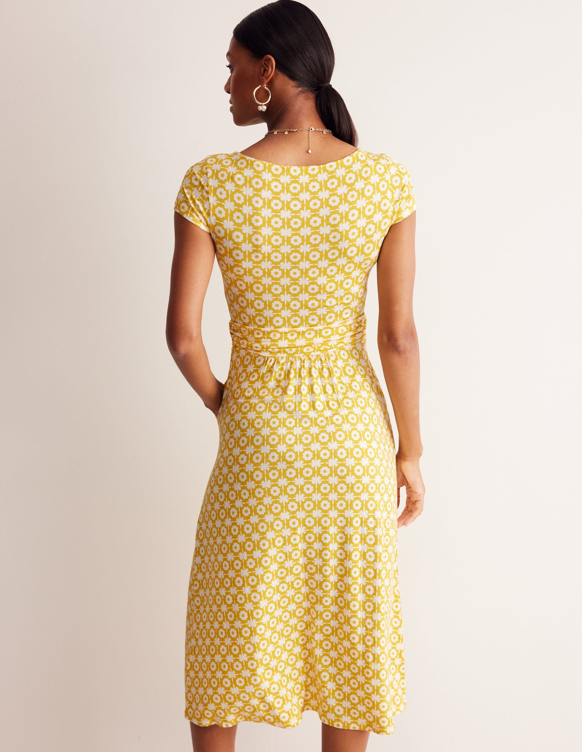 Robe midi Amelie en jersey-Fruit de la passion, motif Blossom tile - Image 3