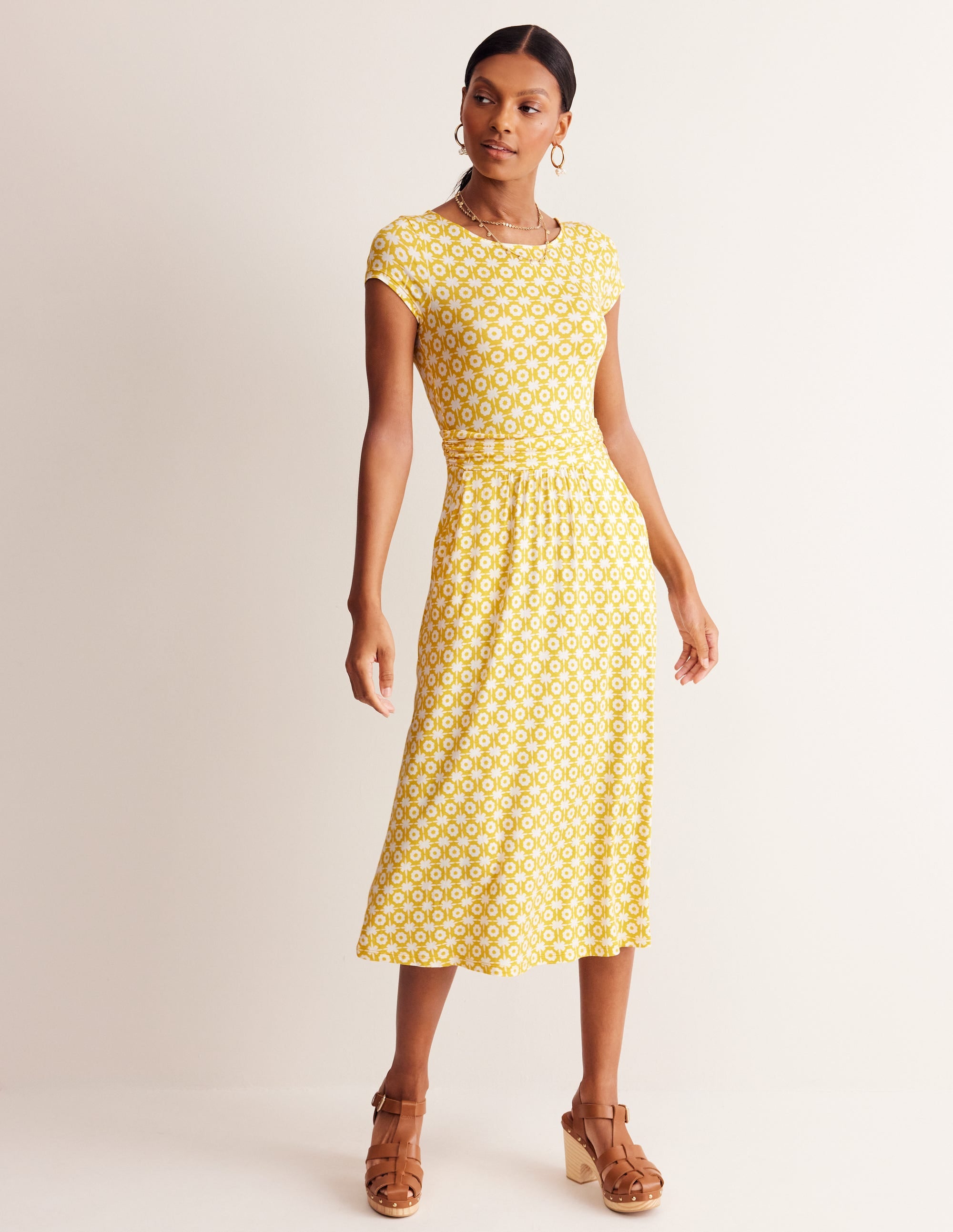 Robe midi Amelie en jersey-Fruit de la passion, motif Blossom tile - Image 4