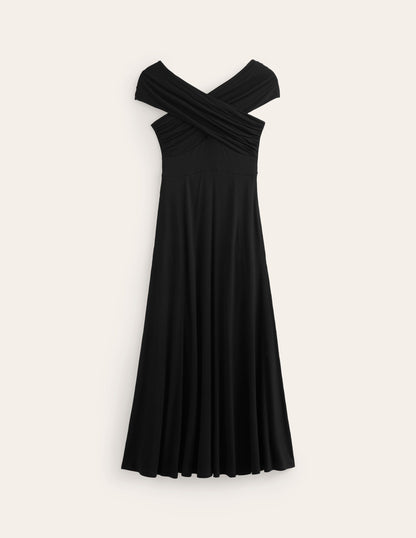 Bardot Maxikleid aus Jersey-Schwarz