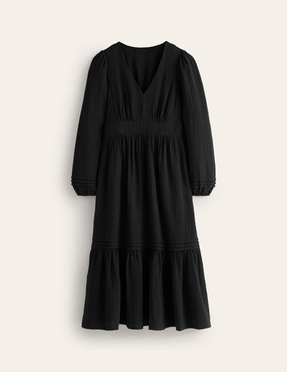 Eve Doppeltuch-Kleid mit Ärmeln-Schwarz