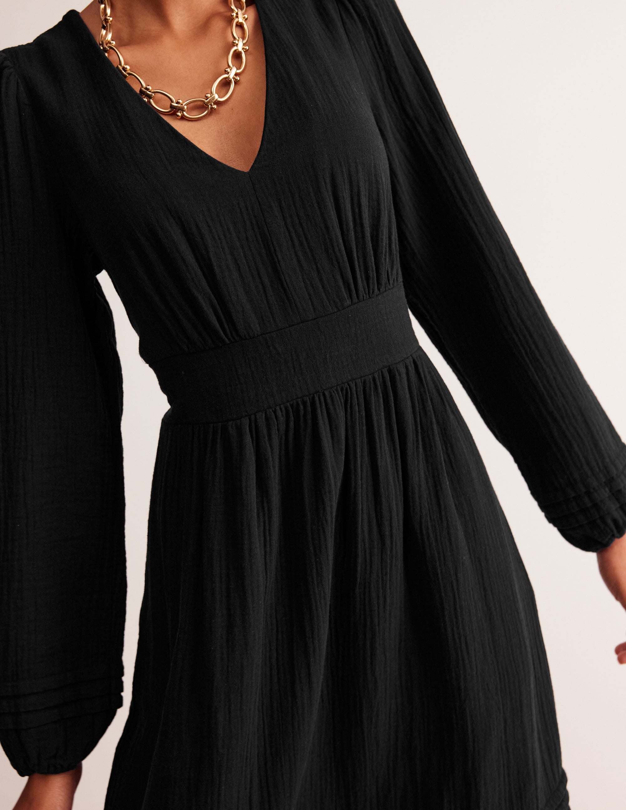 Eve Doppeltuch-Kleid mit Ärmeln-Schwarz - Image 3