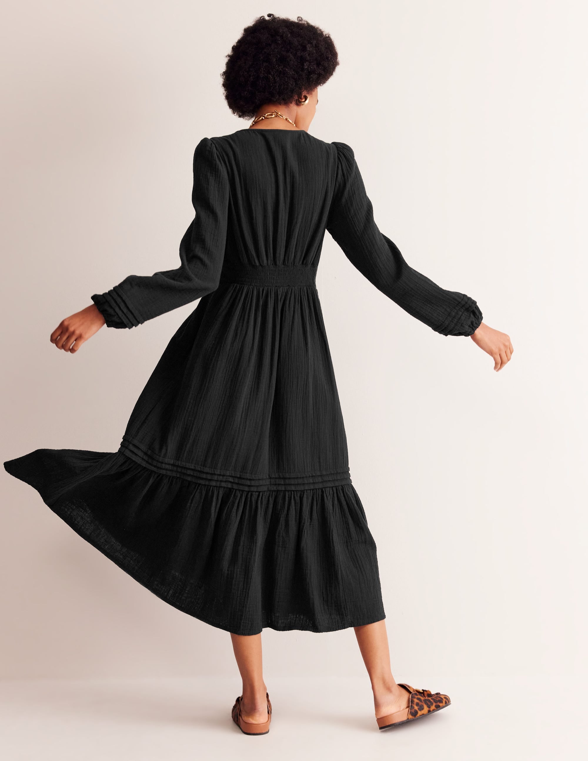 Eve Doppeltuch-Kleid mit Ärmeln-Schwarz - Image 4