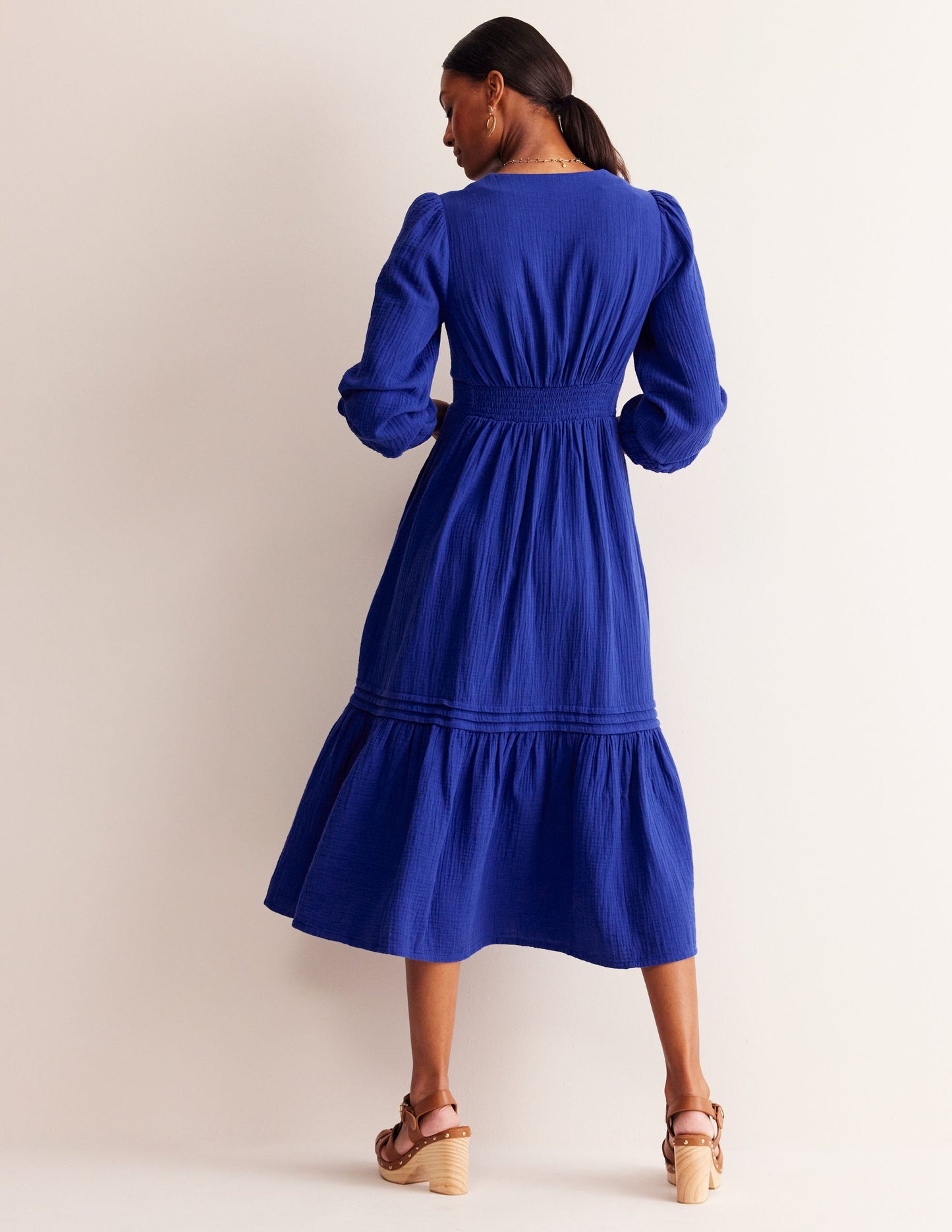 Eve Doppeltuch-Kleid mit Ärmeln-Mazarinblau