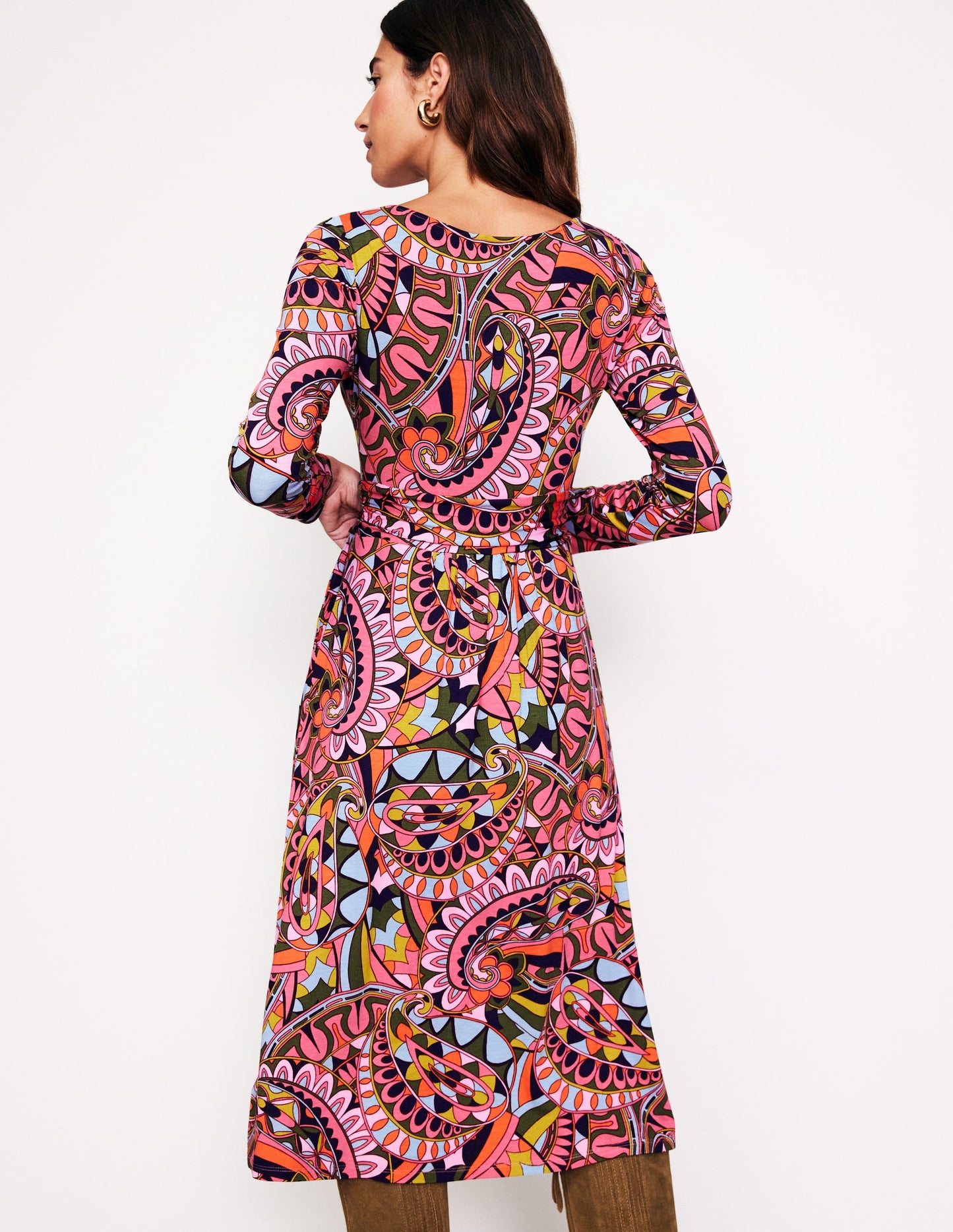 Robe midi Amelie à manches longues-Multicolore, Paisley Kaléidoscopique