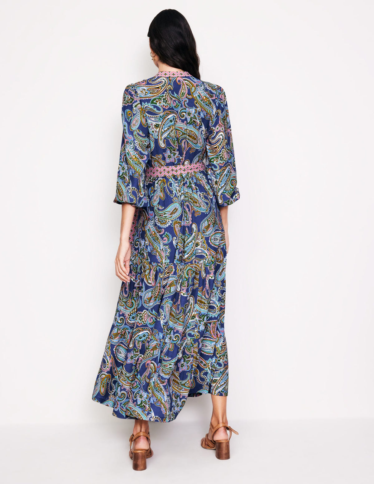 Alba Maxikleid aus Viskose-Mazarinblau, Opulentes Paisleymuster - Image 3