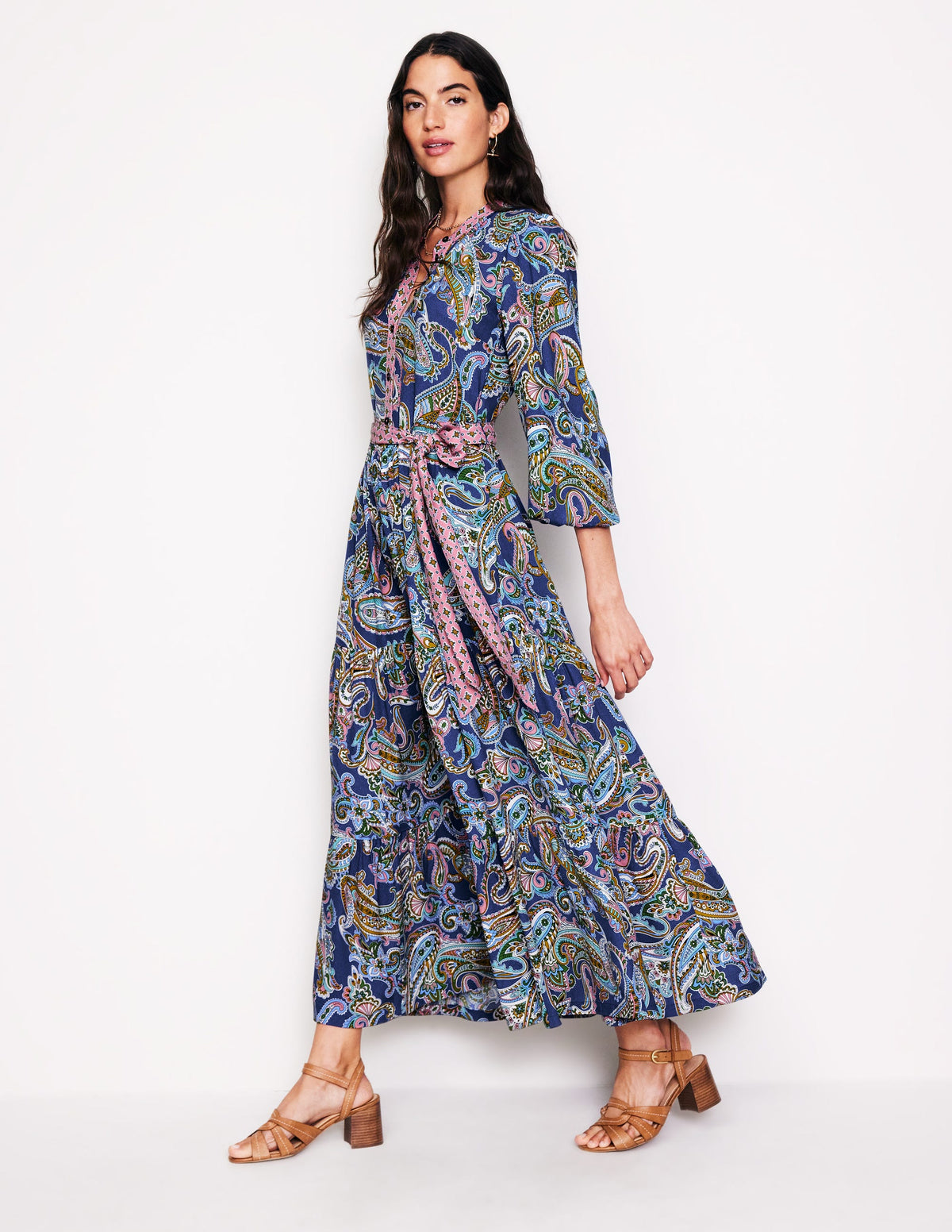 Alba Maxikleid aus Viskose-Mazarinblau, Opulentes Paisleymuster - Image 4