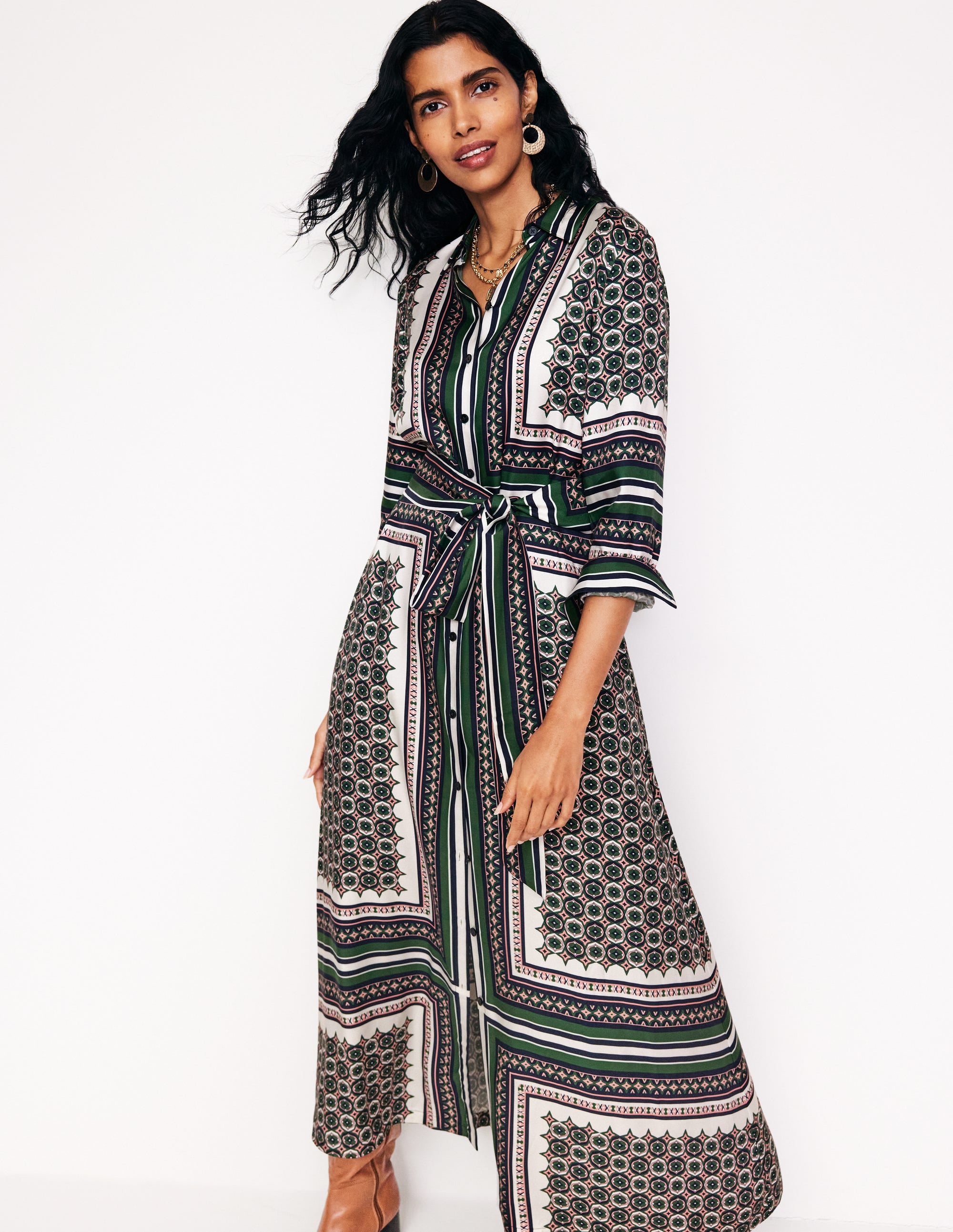 Robe-chemise à imprimé foulard-Éden, motif Geo Mosaic - Image 1