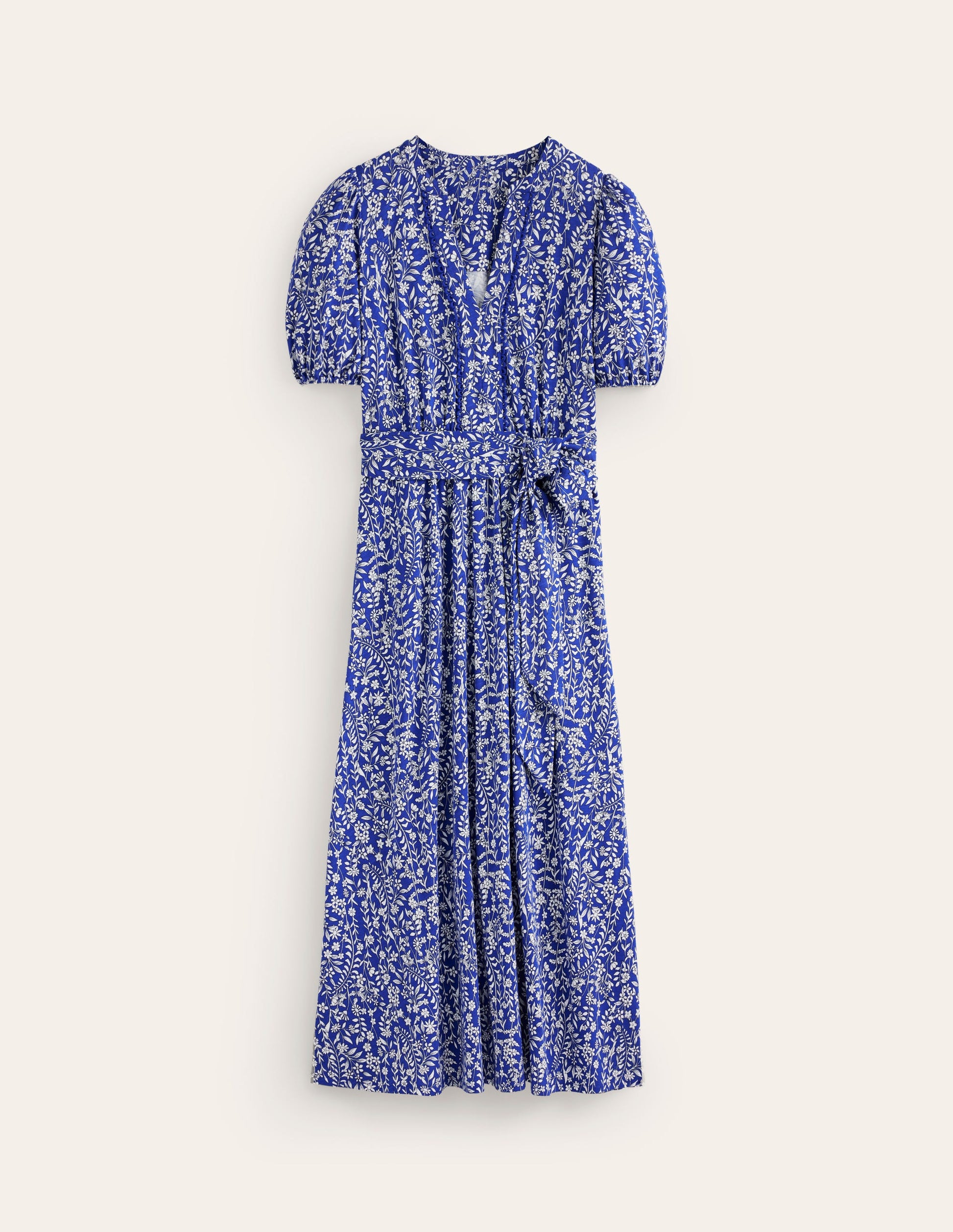 Robe midi Sofia en jersey-Bleu saphir, motif Foliage Bud-6