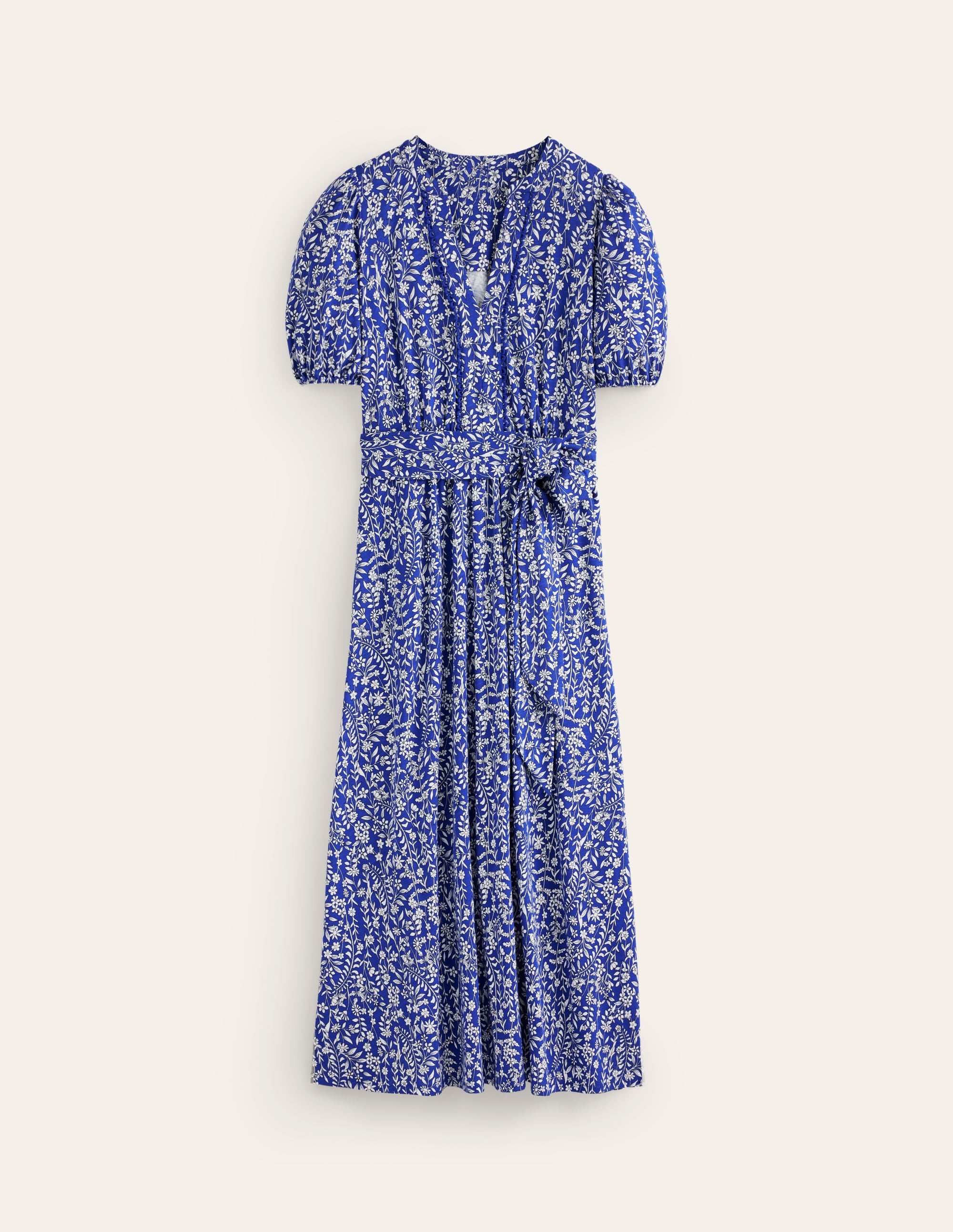 Robe midi Sofia en jersey-Bleu saphir, motif Foliage Bud - Image 6