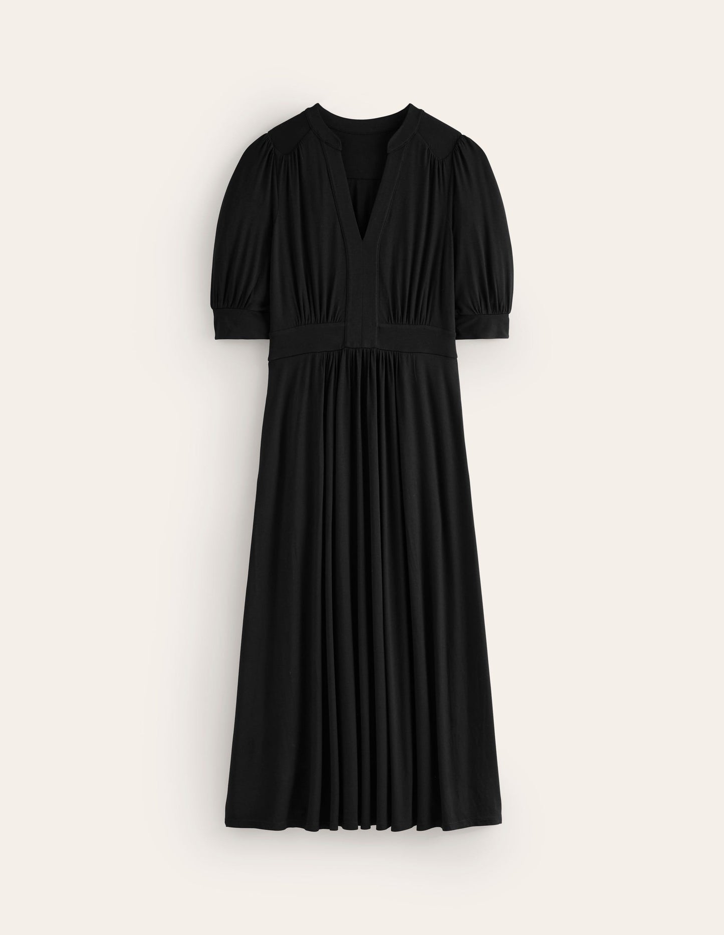 Robe midi style 40s Lily en jersey-Noir