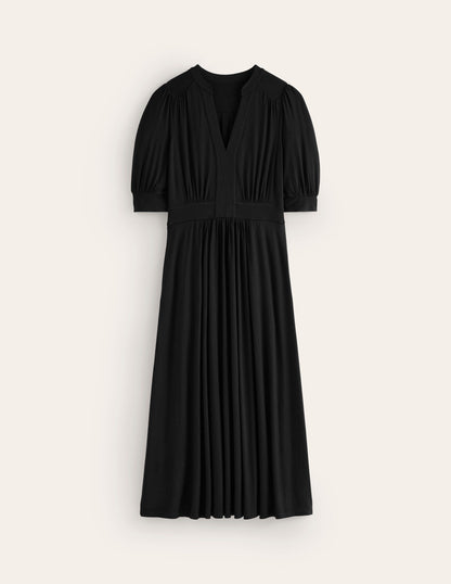 Lily Jersey Midi Tea Dress-Black