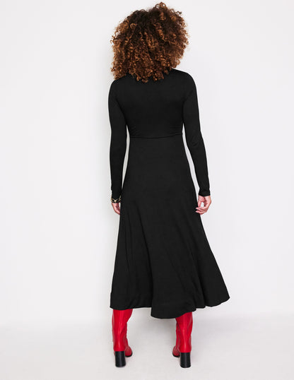 Jerseykleid mit gedrehter Taille-Schwarz