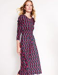 Robe à manches blousantes-Rose, motif Trellis Wave
