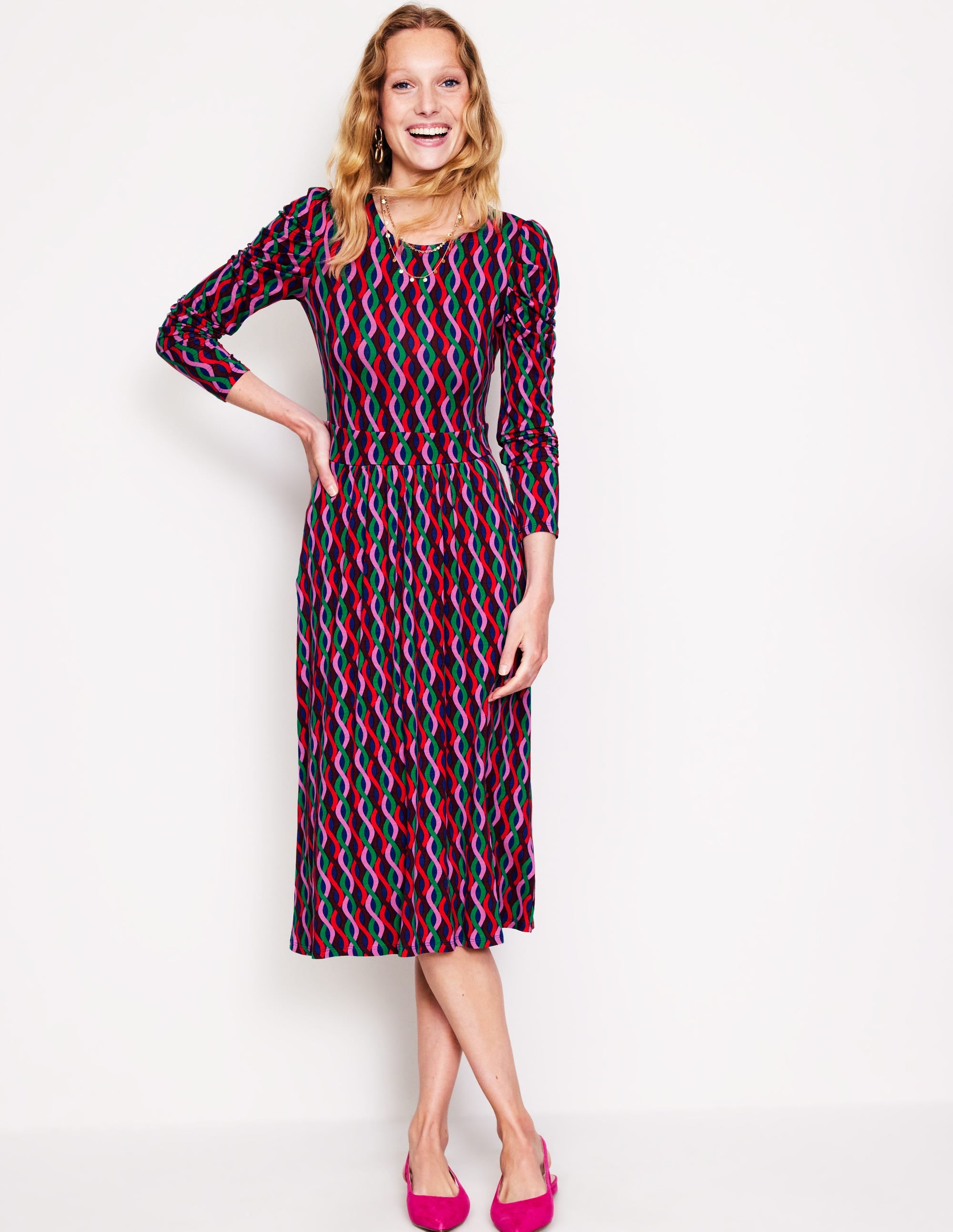 Robe à manches blousantes-Rose, motif Trellis Wave - Image 2