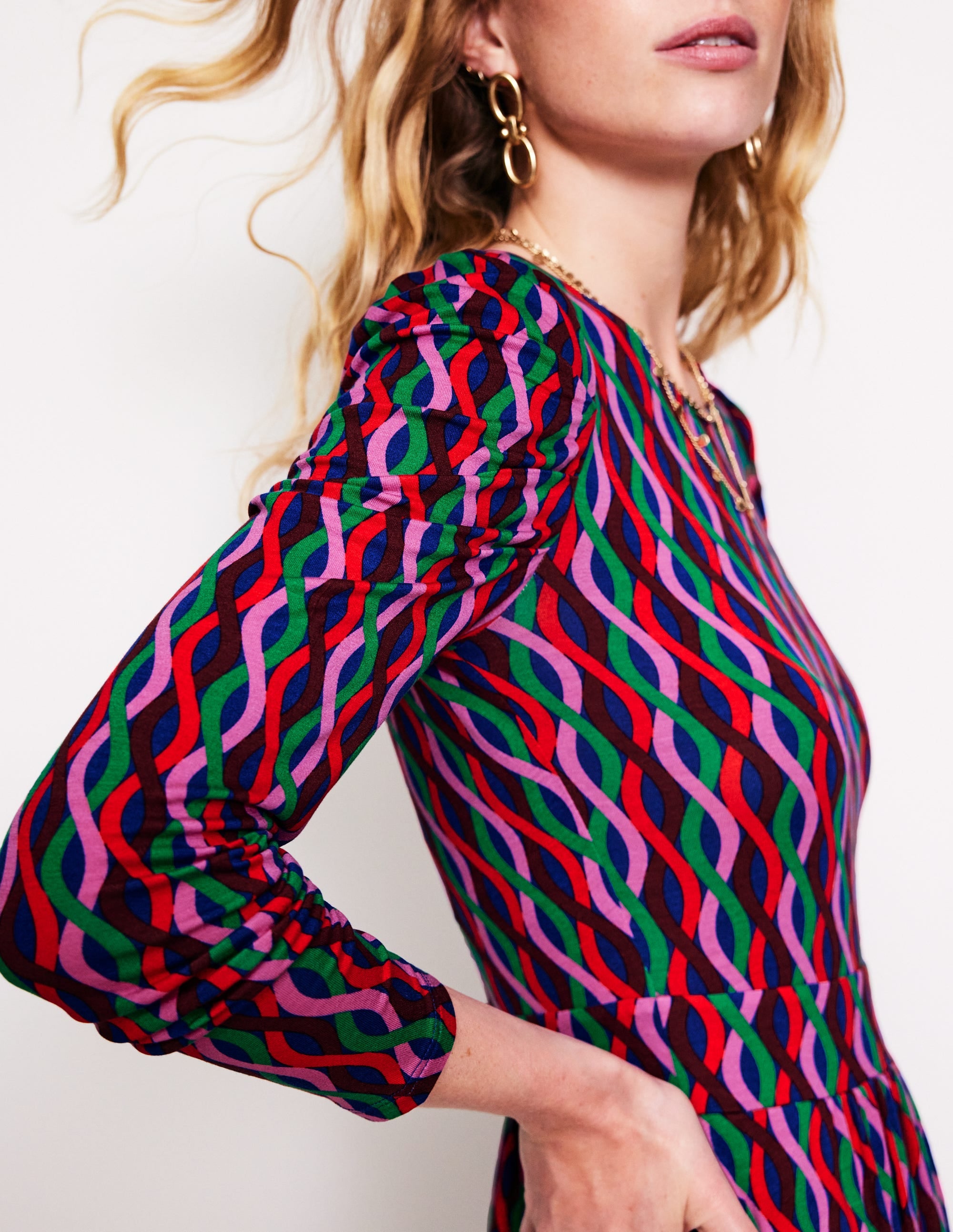 Robe à manches blousantes-Rose, motif Trellis Wave - Image 3