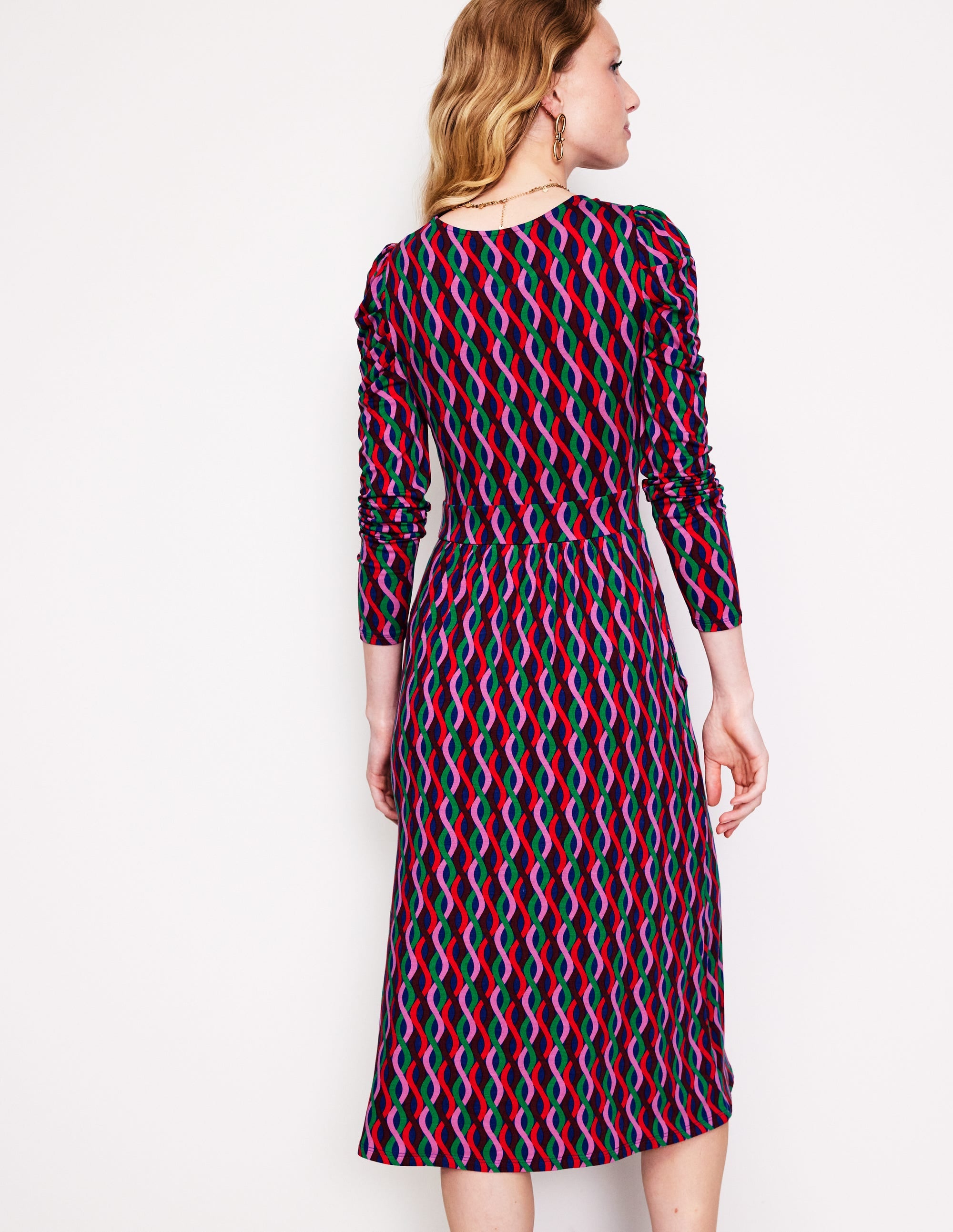 Robe à manches blousantes-Rose, motif Trellis Wave - Image 4