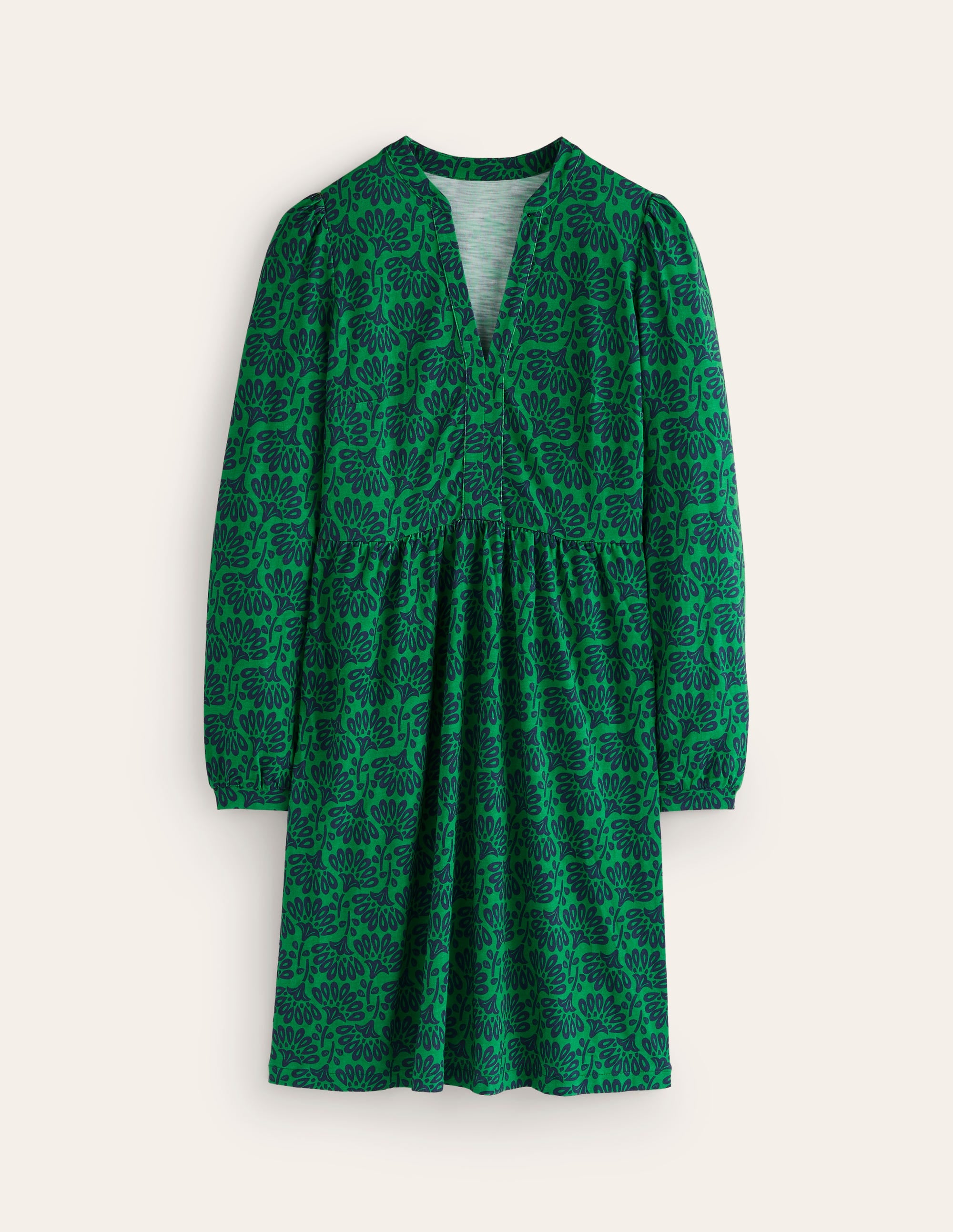 Naomi Relaxed Jersey Dress-Rich Emerald, Dandelion Sprig - Image 5