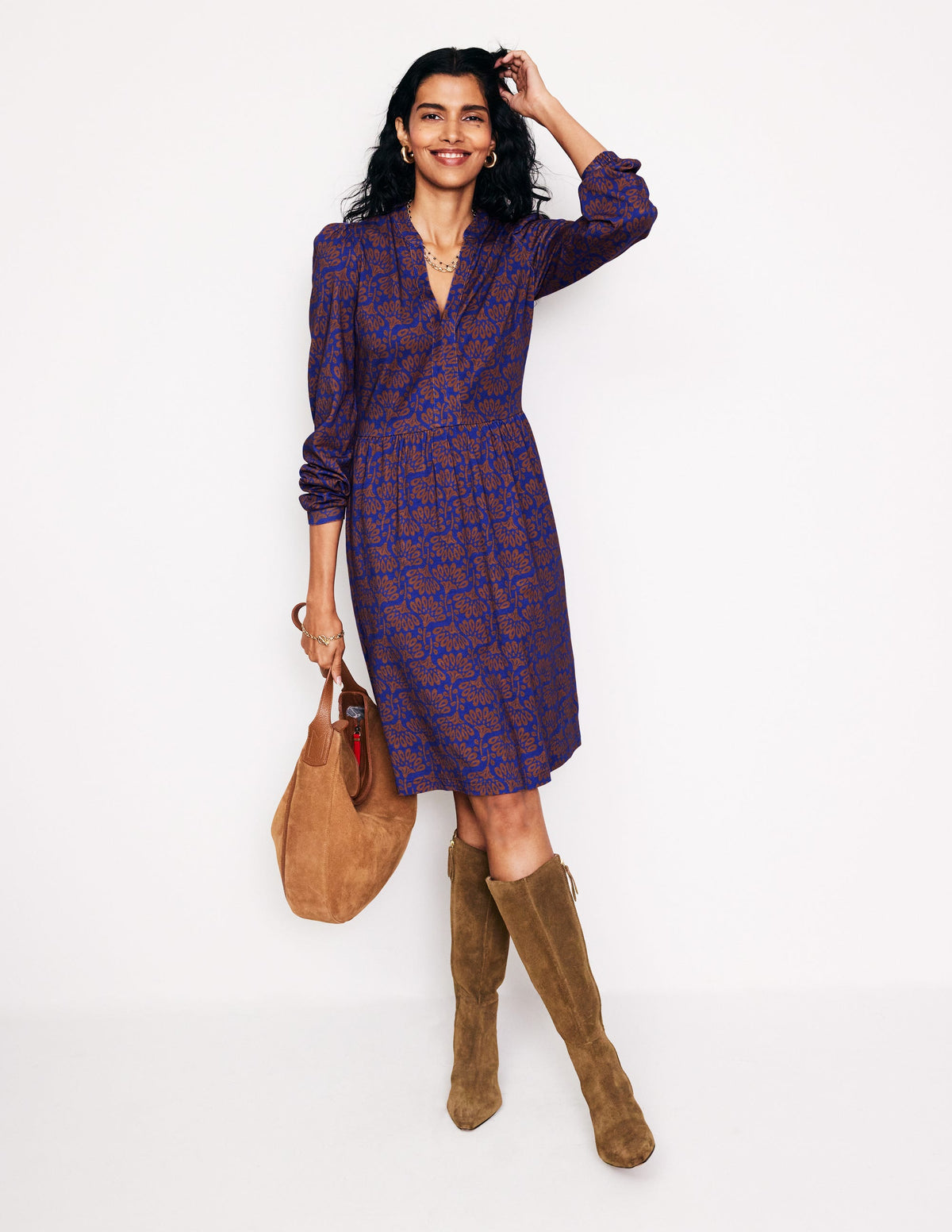 Naomi Lockeres Jerseykleid-Lebkuchen, Löwenzahnzweig-1
