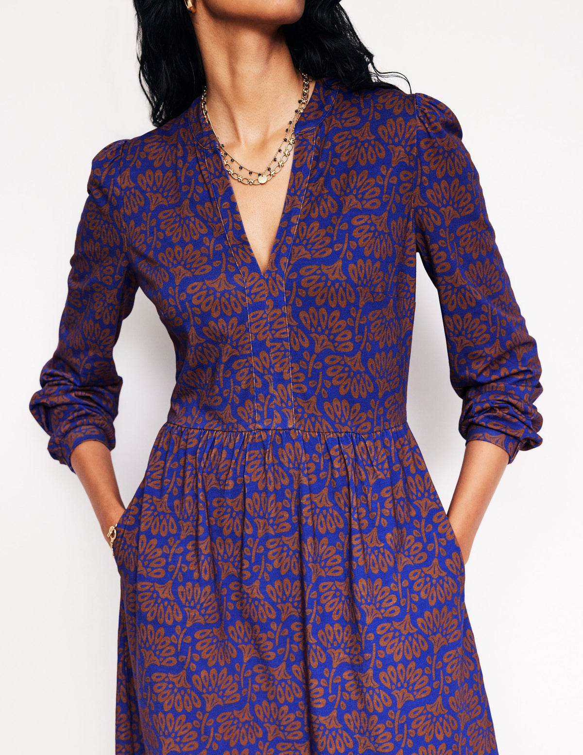 Naomi Lockeres Jerseykleid-Lebkuchen, Löwenzahnzweig-2