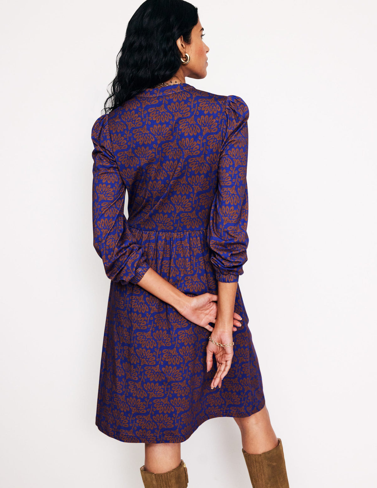 Naomi Lockeres Jerseykleid-Lebkuchen, Löwenzahnzweig-3