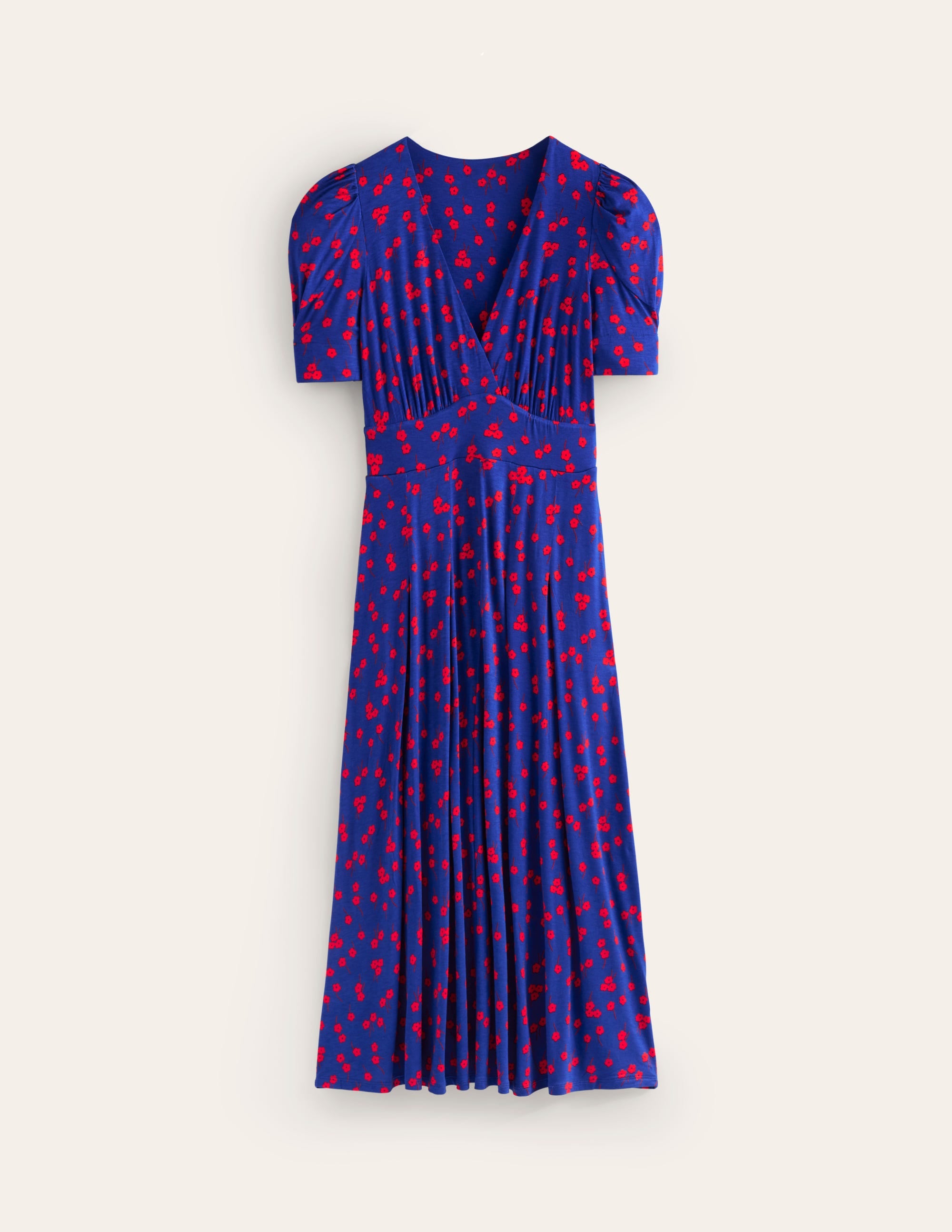 Kristen Plissiertes Jerseykleid-Saphirblau, Herbstzweig - Image 6