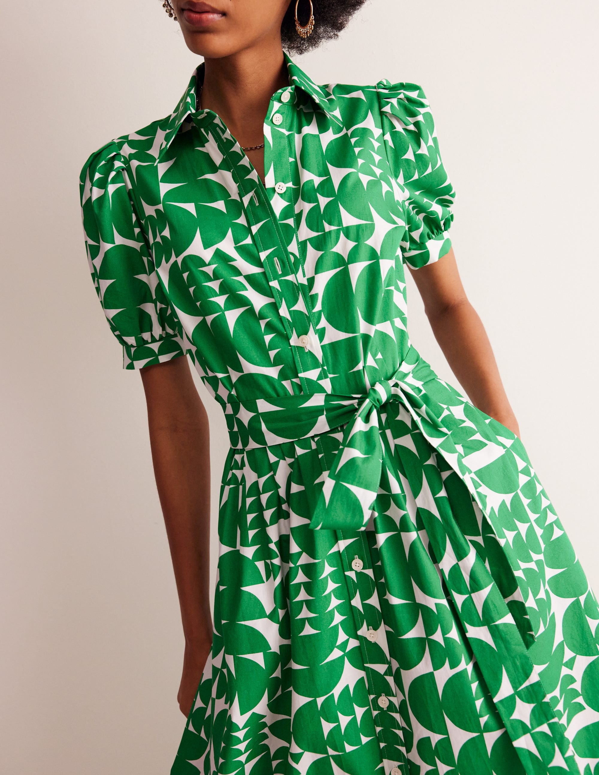 Robe-chemise longue Alexa-Vert, motif Geometric Pop - Image 2
