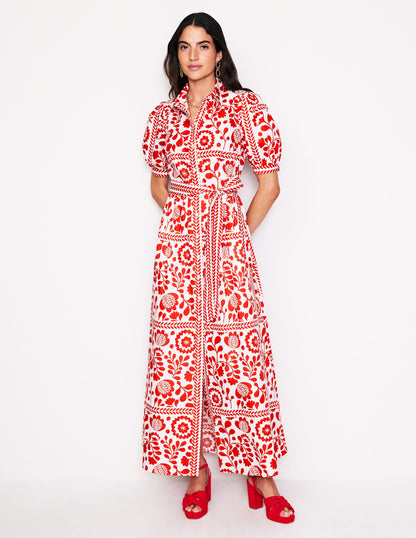 Alexa Maxi-Hemdblusenkleid-Rouge-Rot, Weinrebenkachel-2