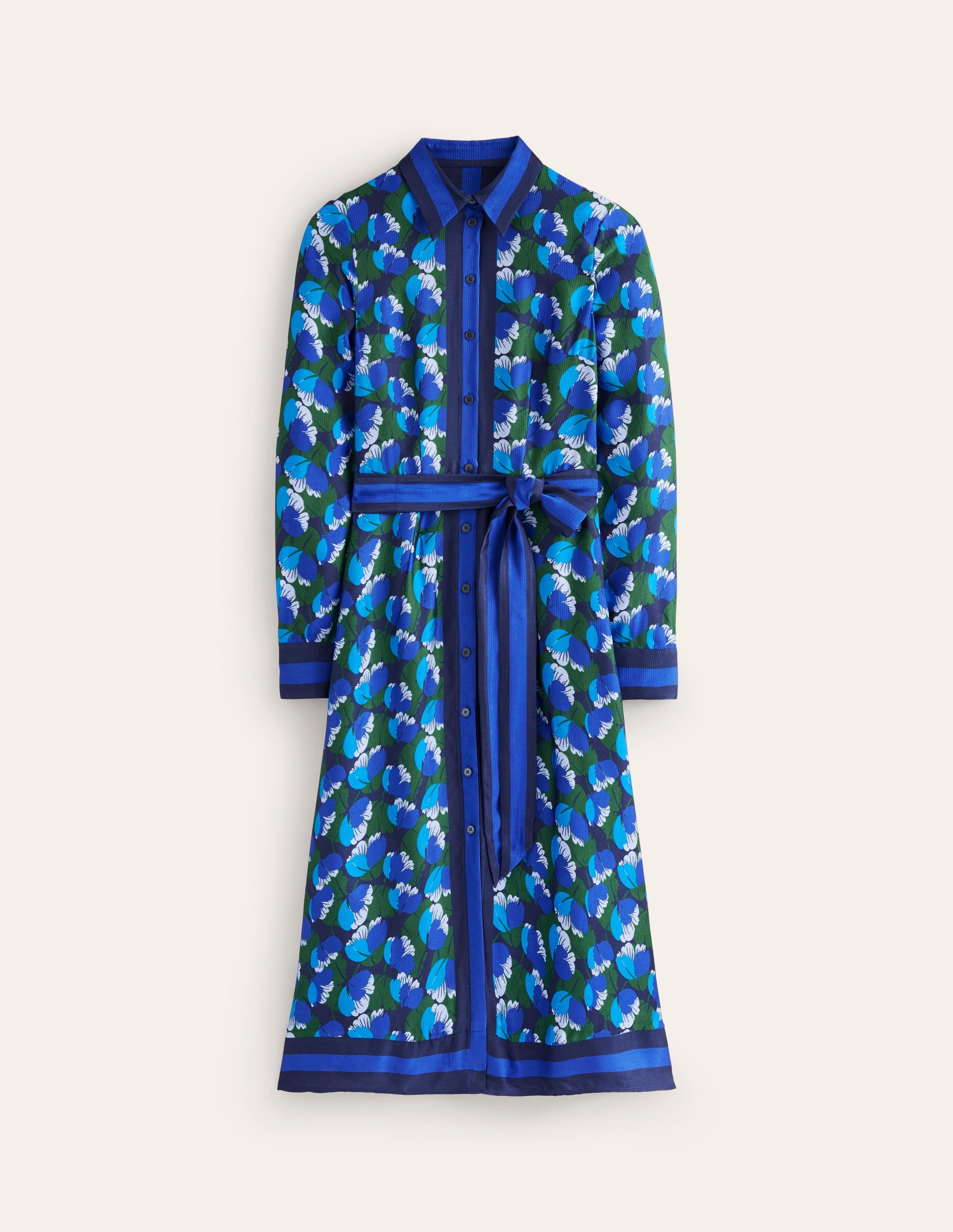 Robe-chemise Kate en satin-Bleu marine foncé, motif Tulip Valley - Image 5