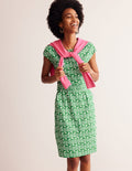 Robe Florrie en jersey-Émeraude profond, motif Falling Geo